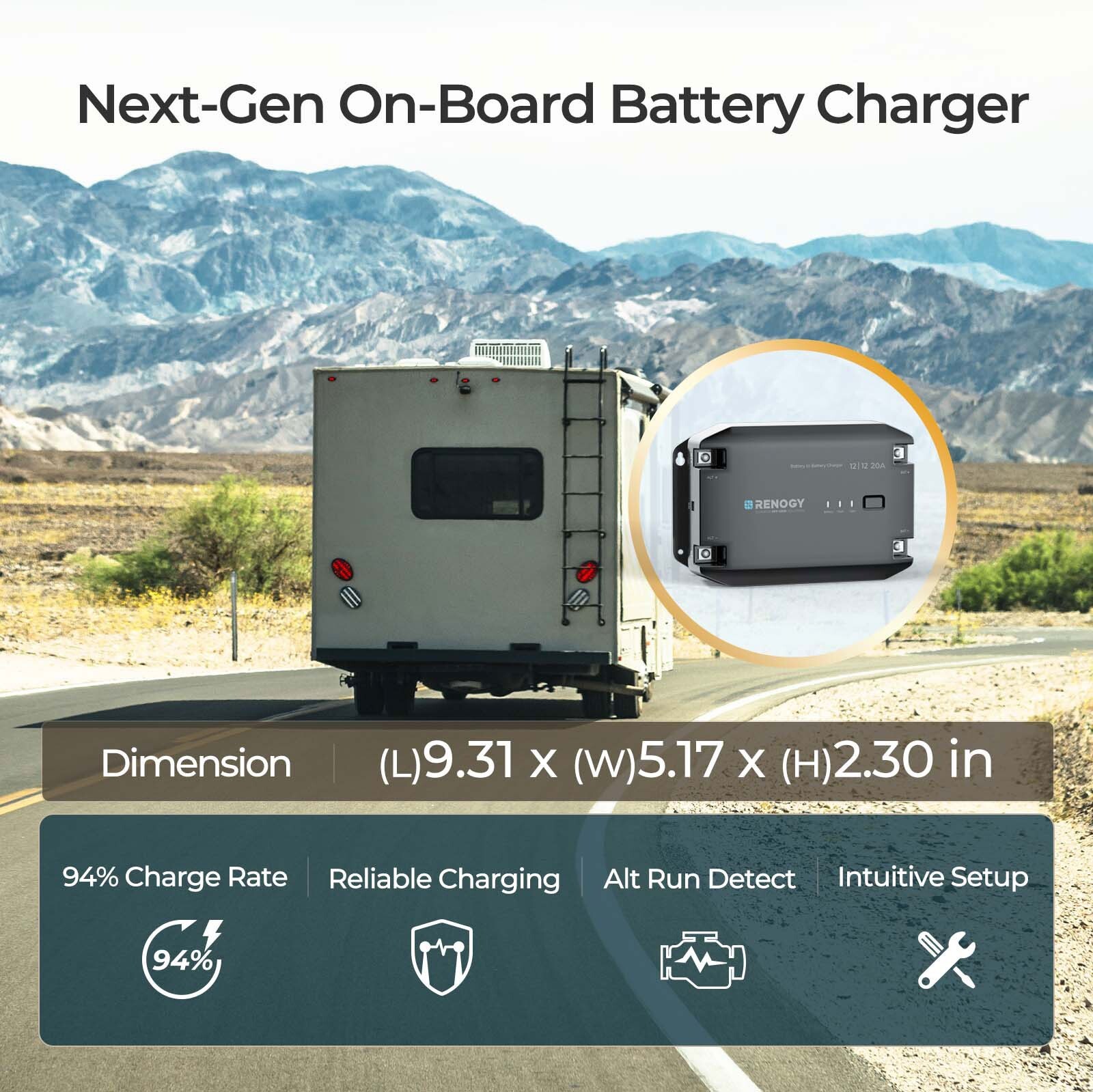 Renogy DC to DC Charger 12V 20A For LiFePO4 AGM Gel Flooded Battery Refurbished