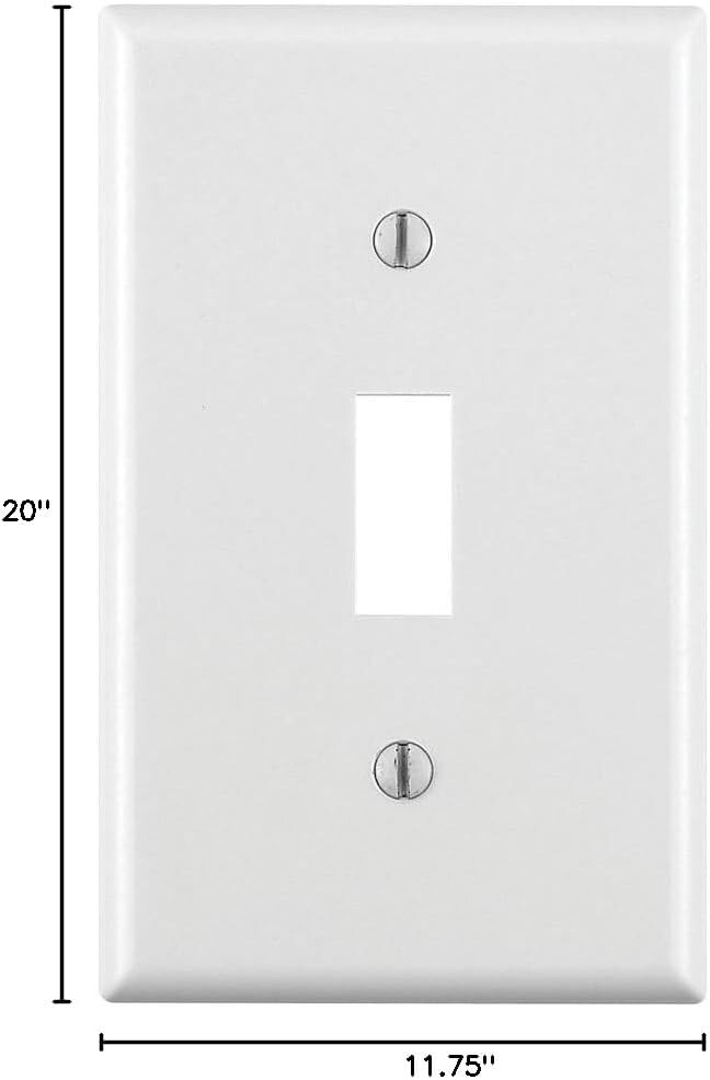 Leviton 88001 1-Gang Toggle Switch Wallplate, White – Standard Size – 1 Pack