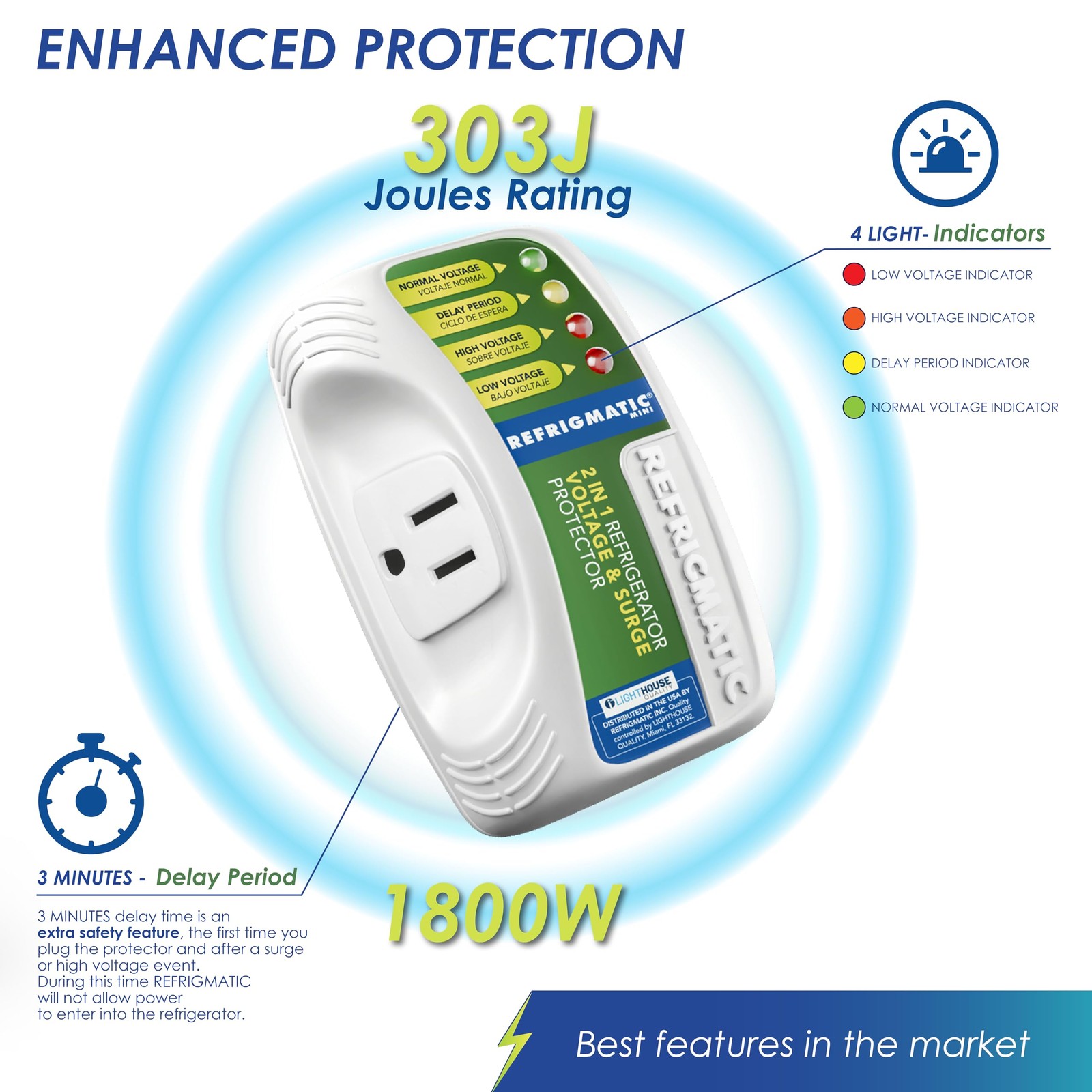 Refrigmatic WS-36300 Electronic Surge Protector for Refrigerator Up to 27 cu. ft
