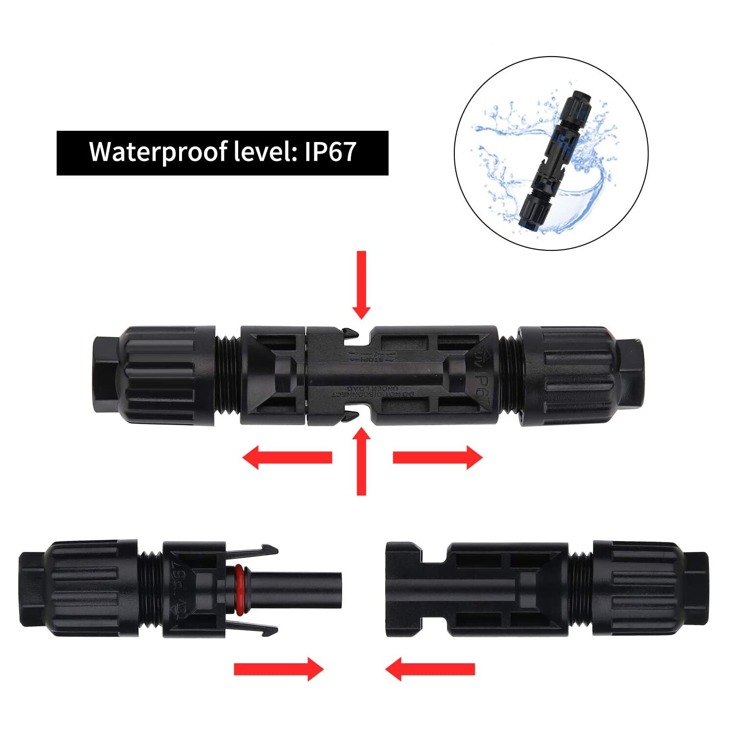 100Pair Solar Cable Connectors 4mm-6mm 30Amp Waterproof Solar Panel Wire Joiners