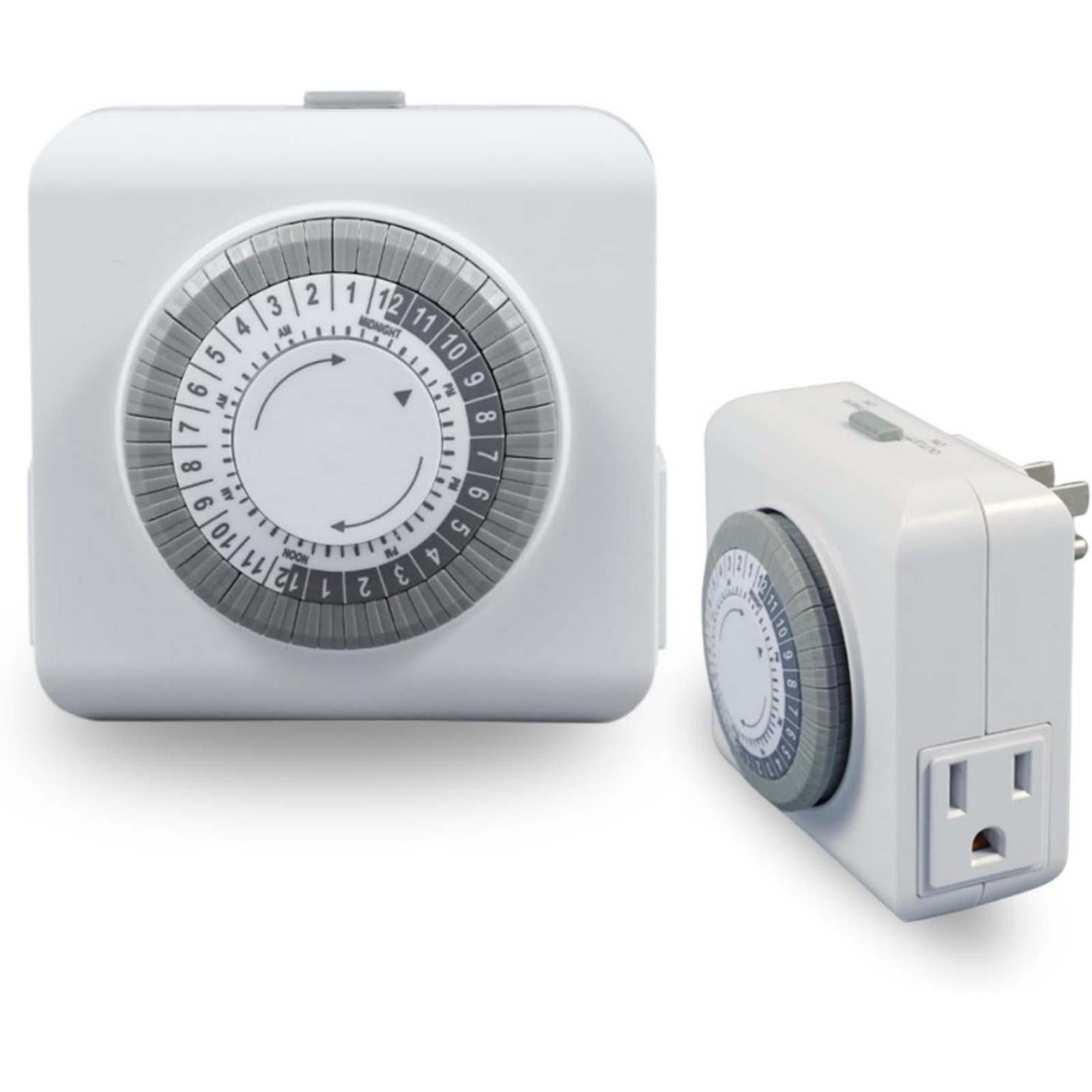 2 Pack 110-125V 3-Pin Mechanical Timer For Home Appliance 24-Hour Outlet Device