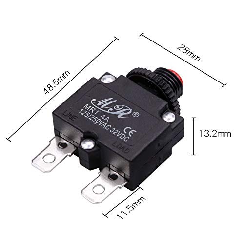 4 Amps Thermal Circuit Breakers, 125/250V AC 32V DC Push Button Manual Reset
