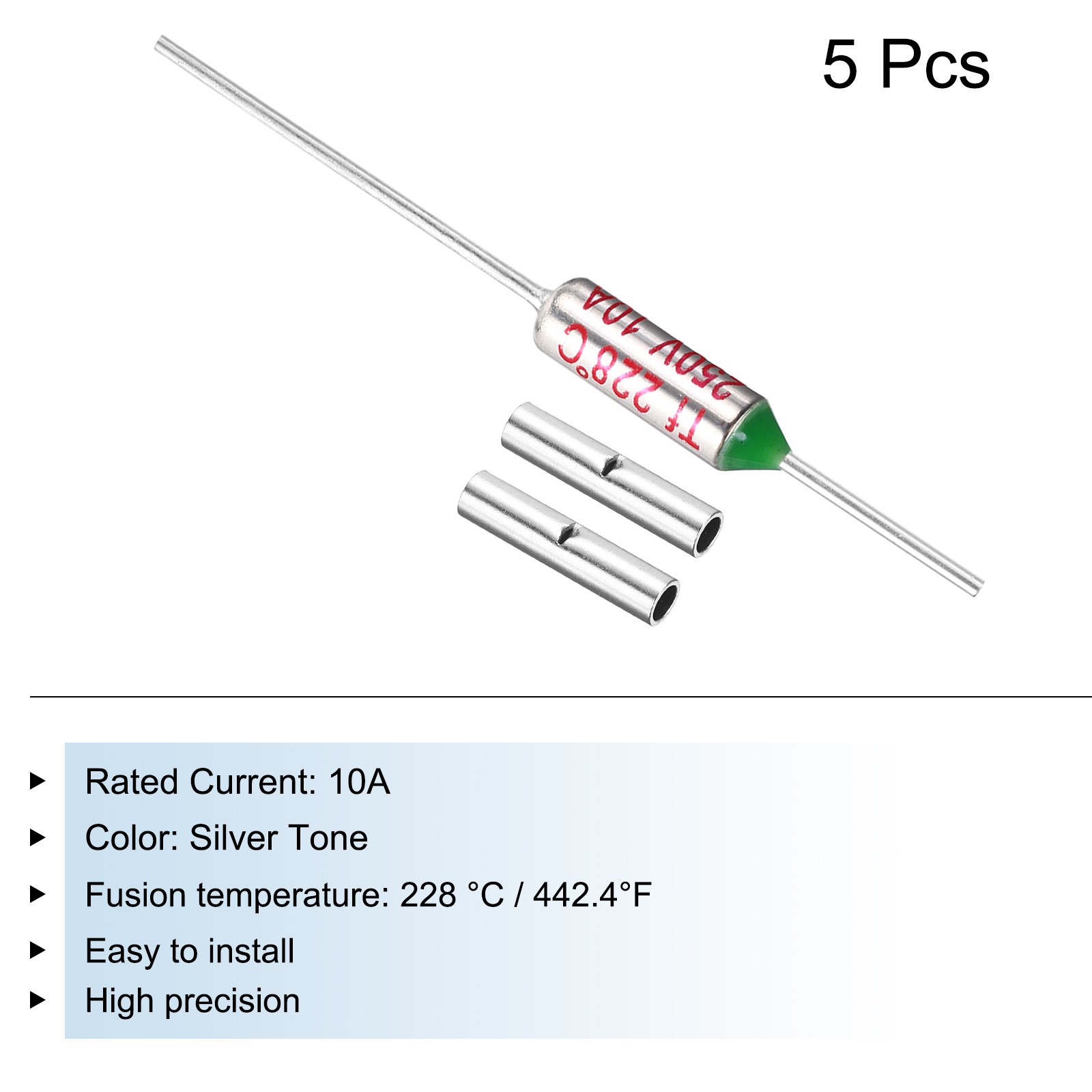 5 Pcs Metal Temperature Thermal Fuse SF228 10A 250V with Terminal Connector