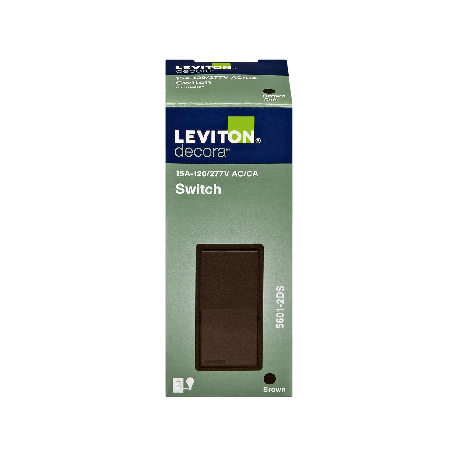Leviton 070-5601-02 15A Brown Residential Grade Decora AC Quiet Rocker Switch