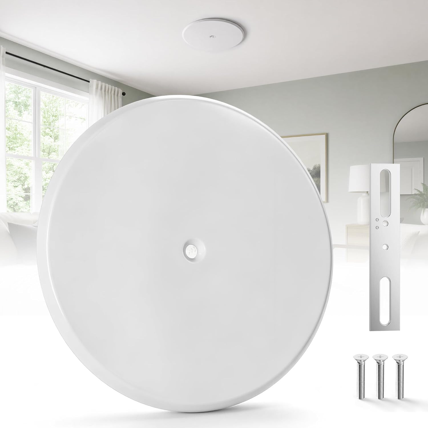 1 Pcs 5″ Ceiling Cover Plate,Round Blank Steel Smoke Detector Cover Plate | 1.75