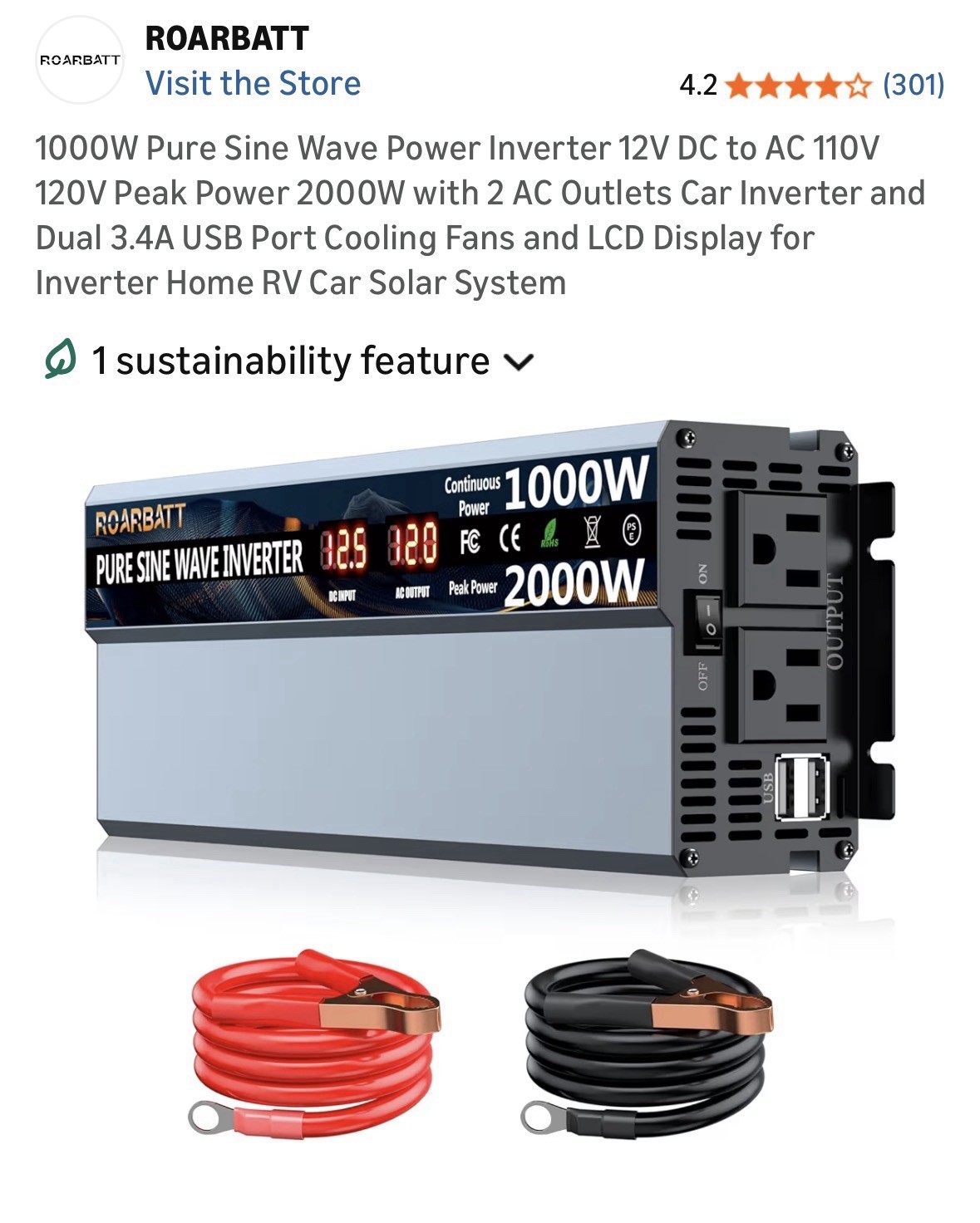 1000W 2000W Power Inverter 12V to 110V 120V LCD 2AC 2USB Converter Camping Boat