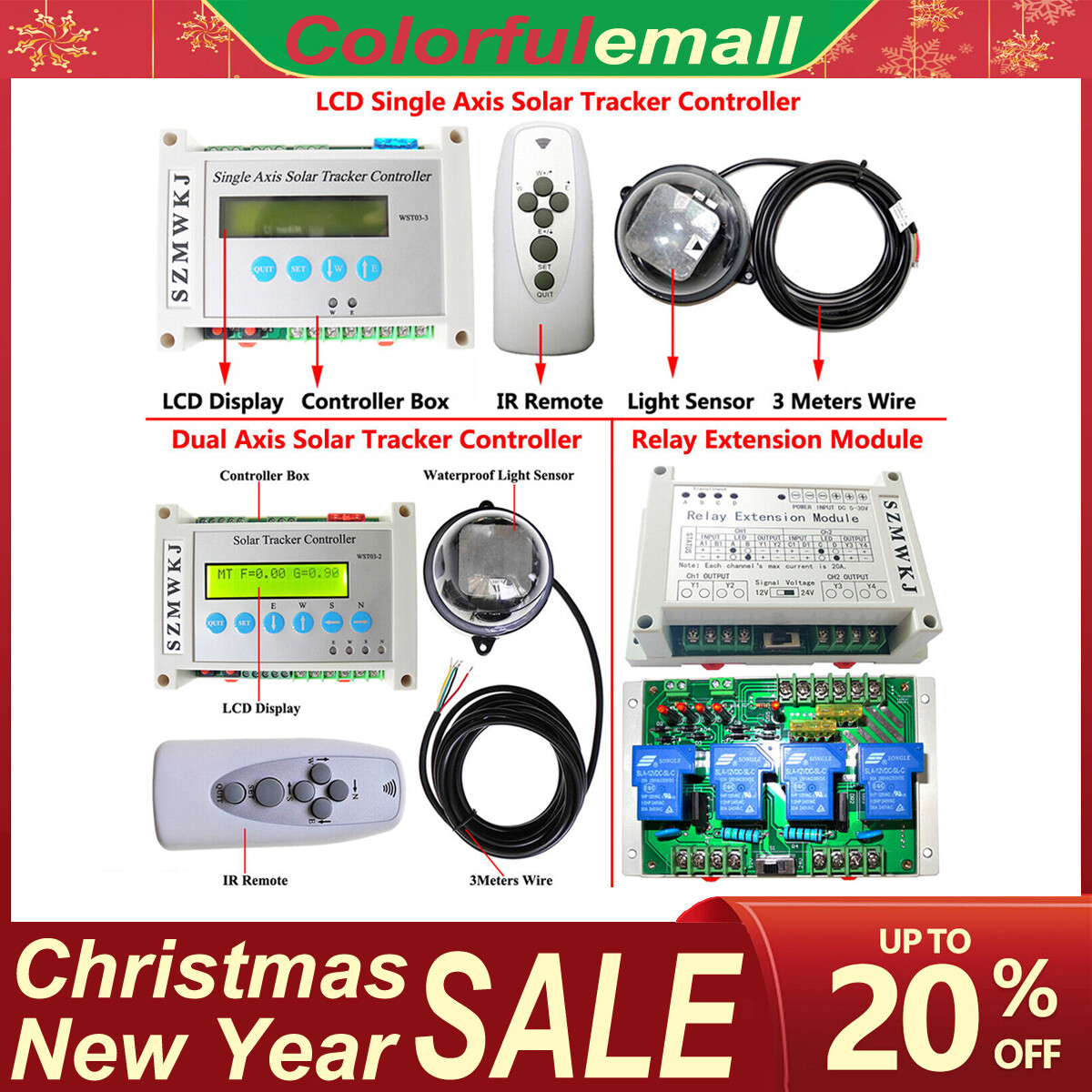 Single/Dual Axis LCD Solar Tracker Controller + Relay Module DIY Solar System CL
