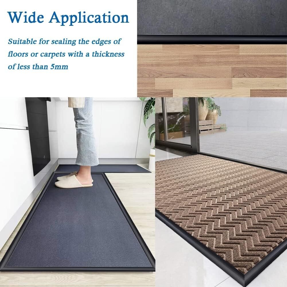 Self-Adhesive PVC Floor Transition Strip – 20ft Black Edging for 5mm Thresholds