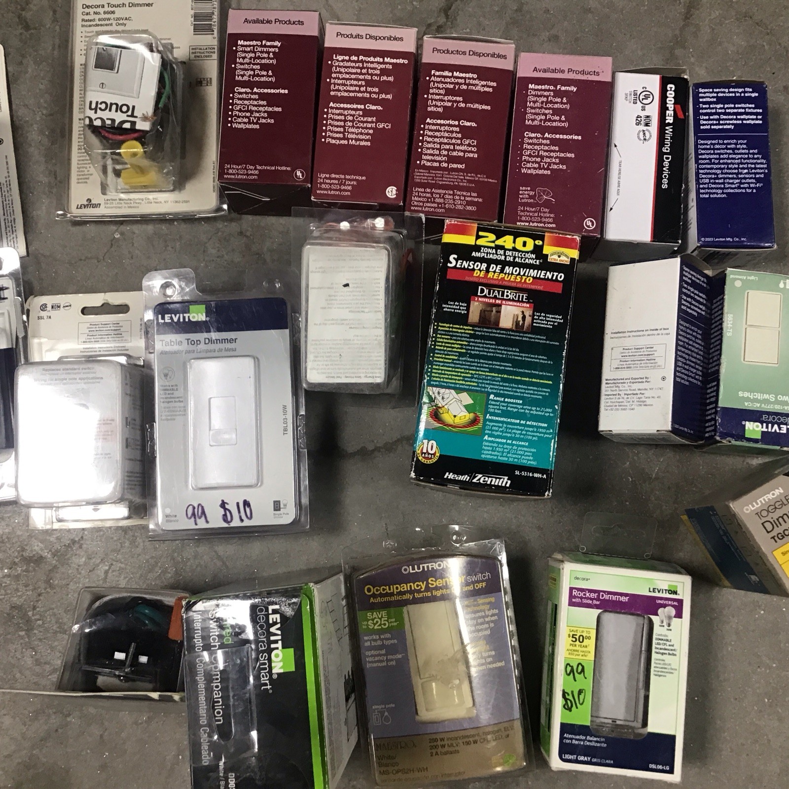 A Lot Of 20 New Switches , , Dimmers And Timing Switches Motion, Detect ￼￼￼￼￼