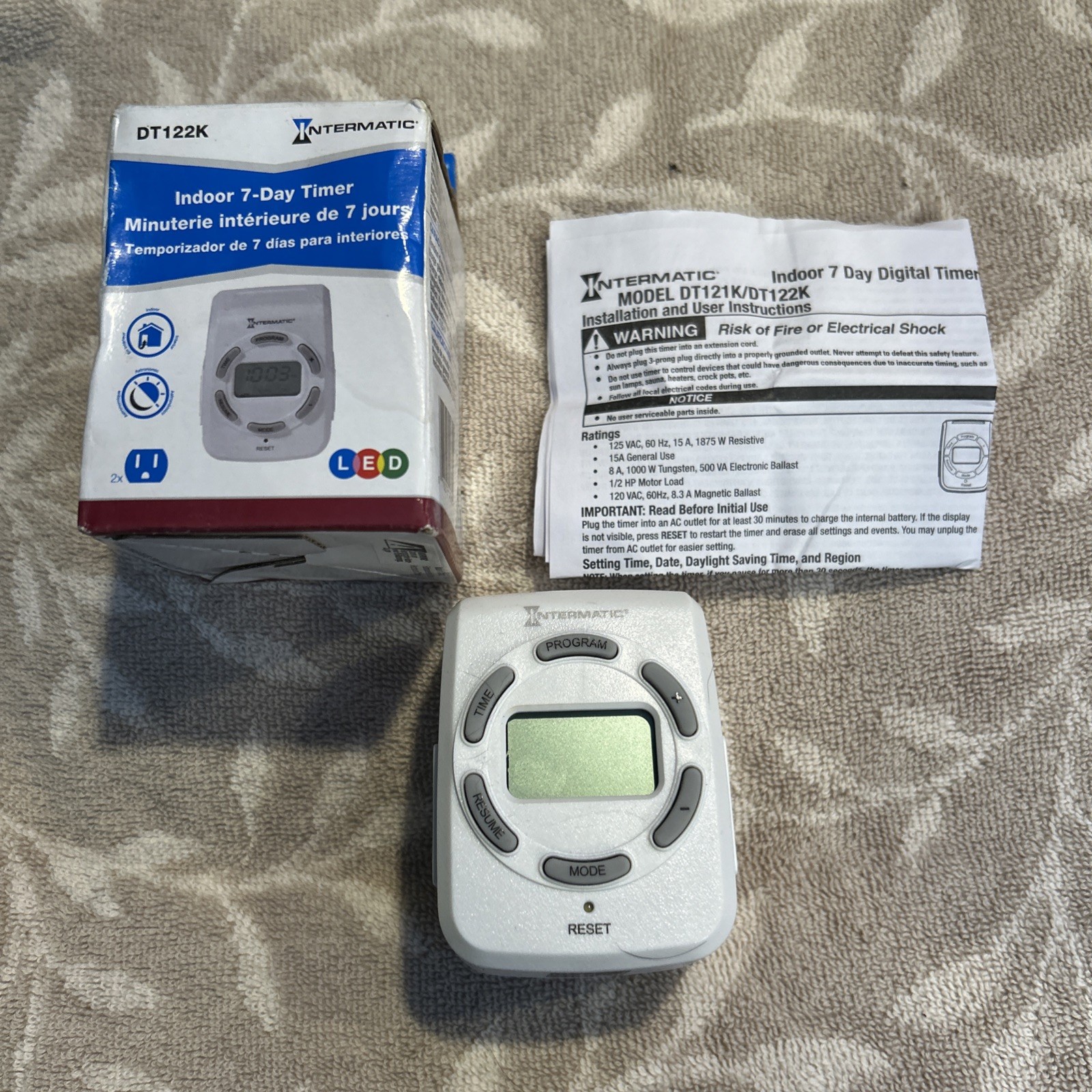 Intermatic DT122K 15-Amp Two-Outlet Heavy Duty Digital Indoor Timer