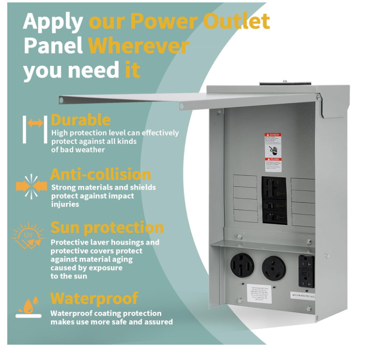 Electrical Panel RV Electrical Outlet Panel with Breaker Prewired Circuit 20 30