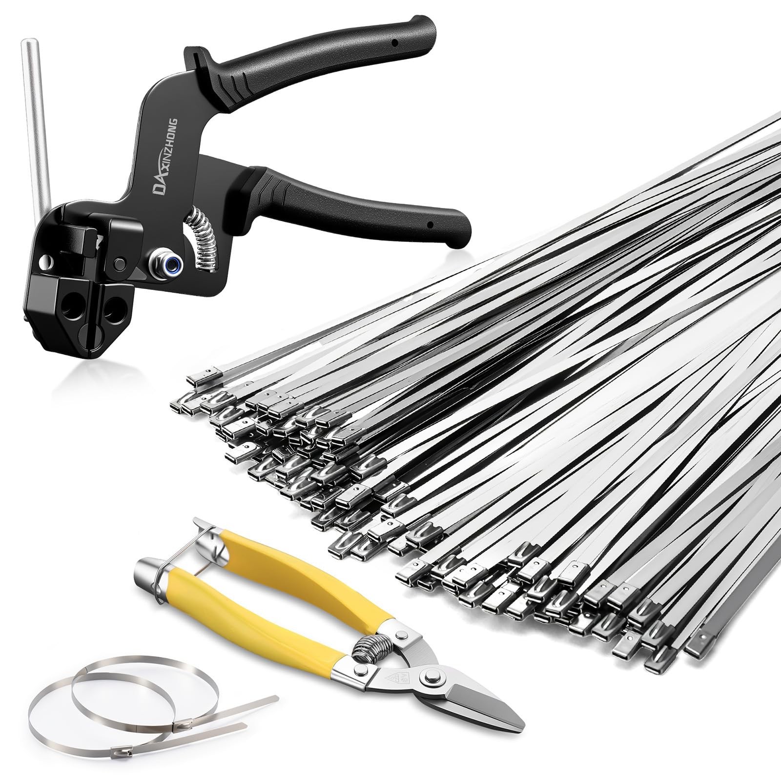 Heavy Duty 304 Stainless Steel Cable Tie Gun Kit – 100PCS 11.8″ 11.8 inches