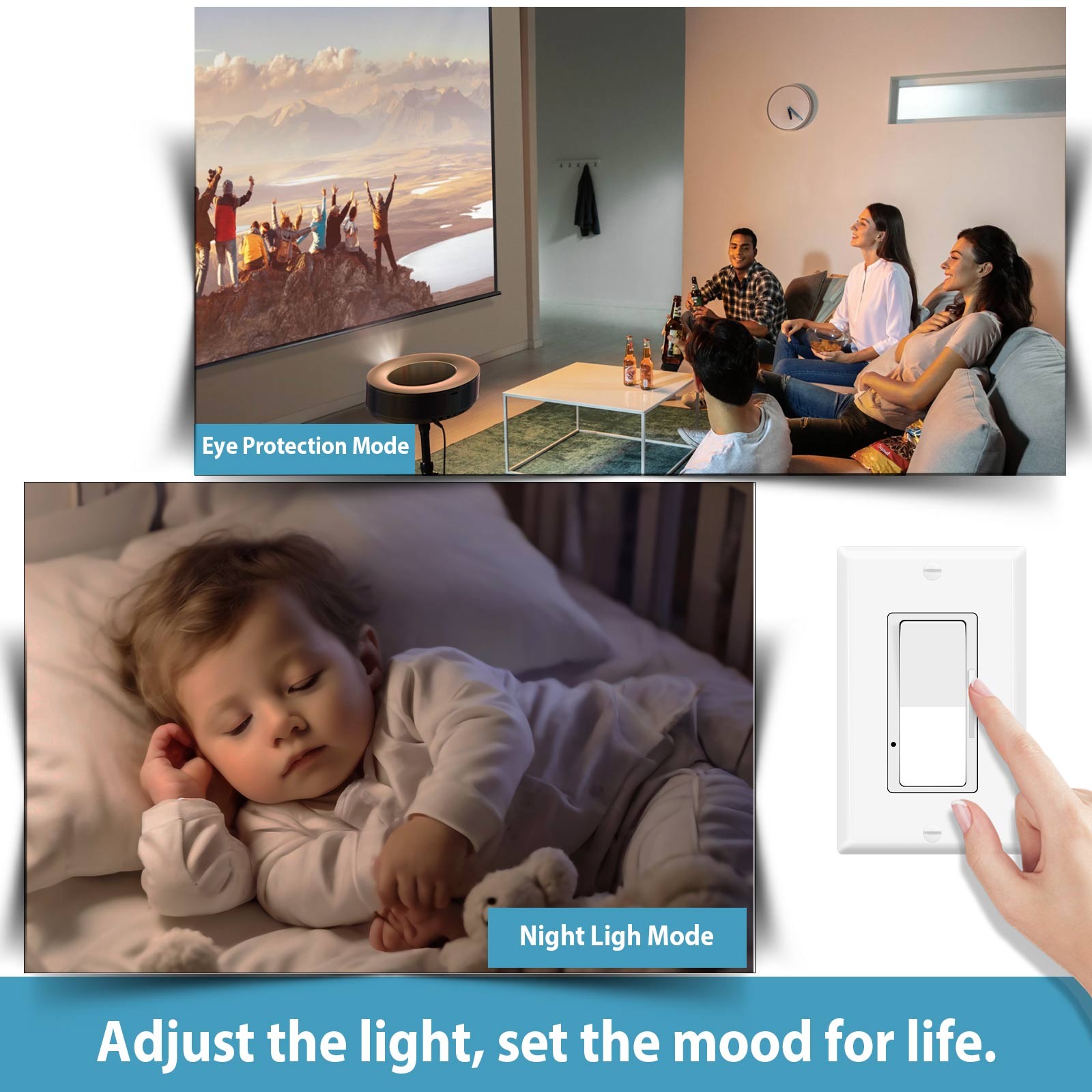 Slide Dimmer Switch for LED CFL Bulbs, 3-Way or Single Pole, No Neutral Wire 2PK