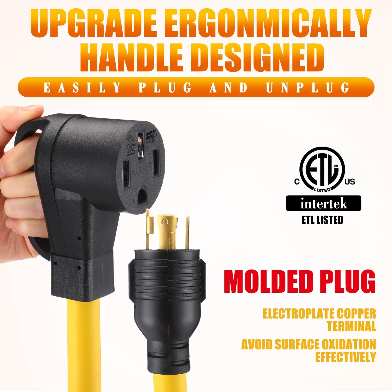 Tellegloww 10Ft Nema L14-30P To 14-50R Generator To Rv/Ev Adapter Cord 4 Prong