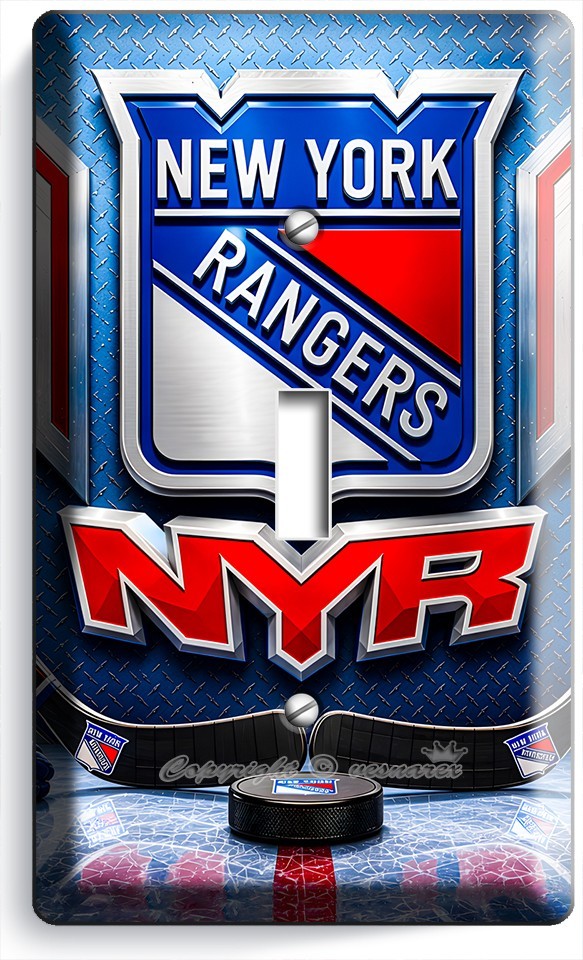 NEW YORK RANGERS HOCKEY TEAM SHIELD LIGHT SWITCH OUTLET ICE SPORT ART WALL PLATE