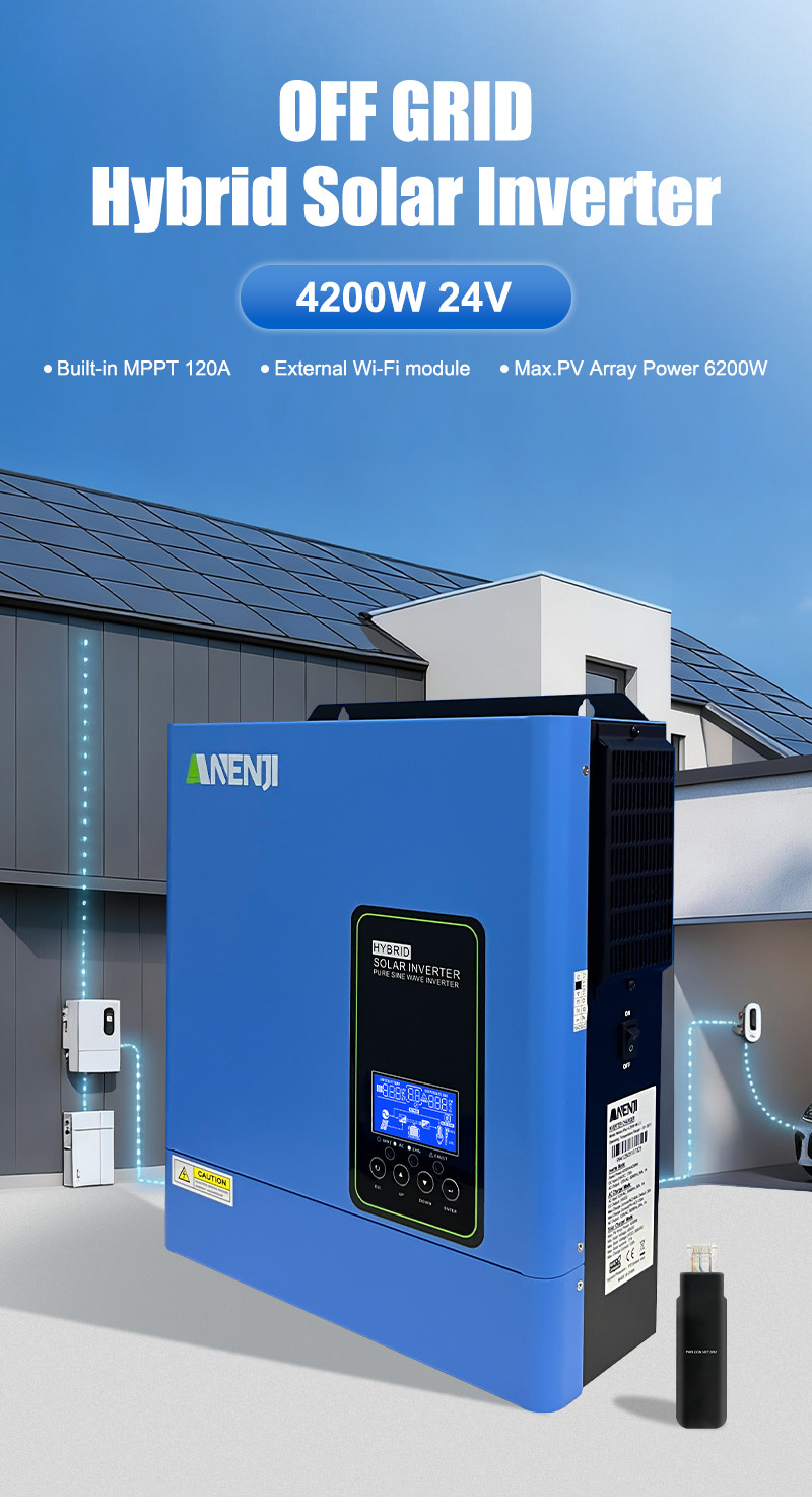 Hybrid Solar Inverter Charger 4200W 110/120V with Built-in 120A MPPT Controller