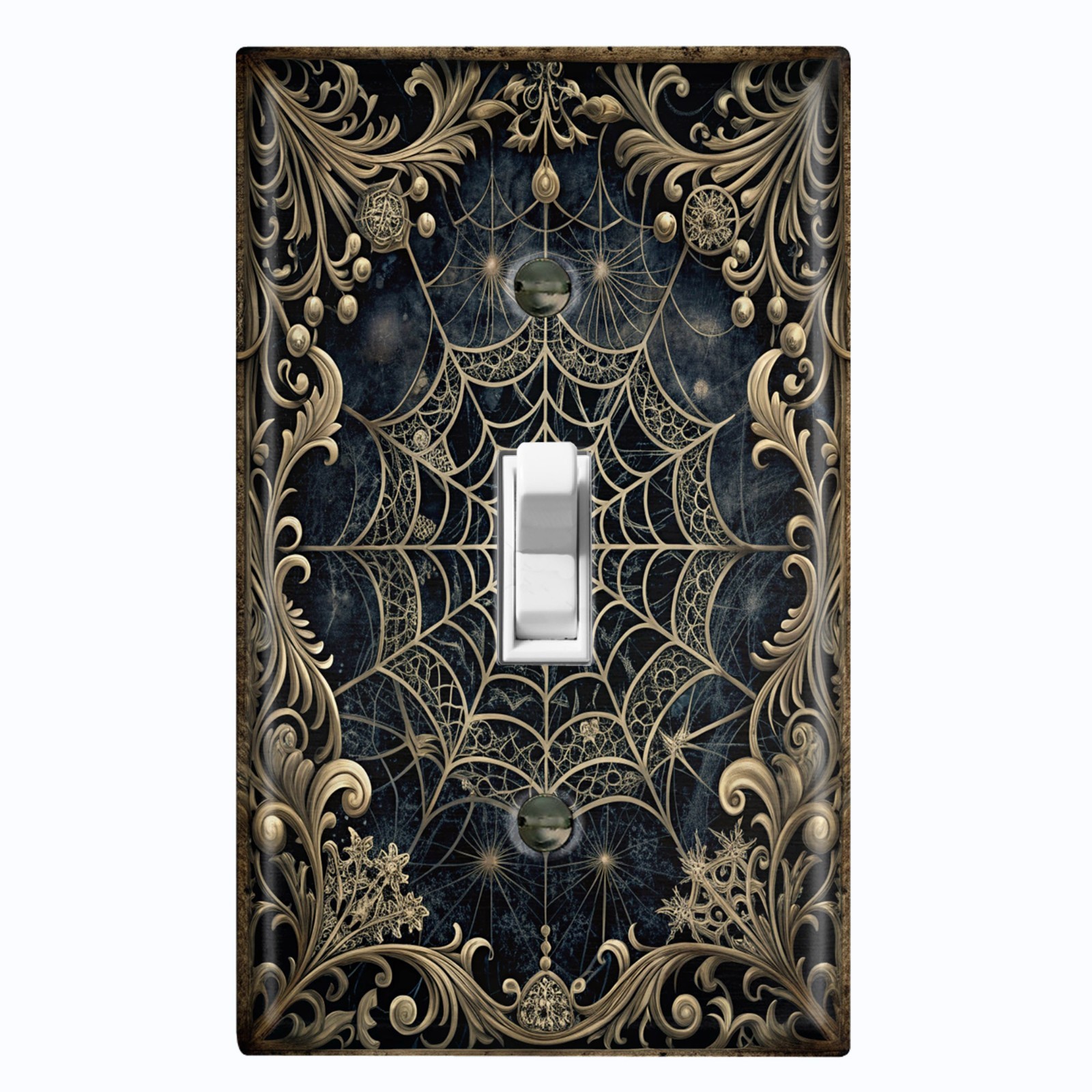 Metal Light Switch Outlet Cover Wall Plate Rustic Spiderweb Floral Frame FME110