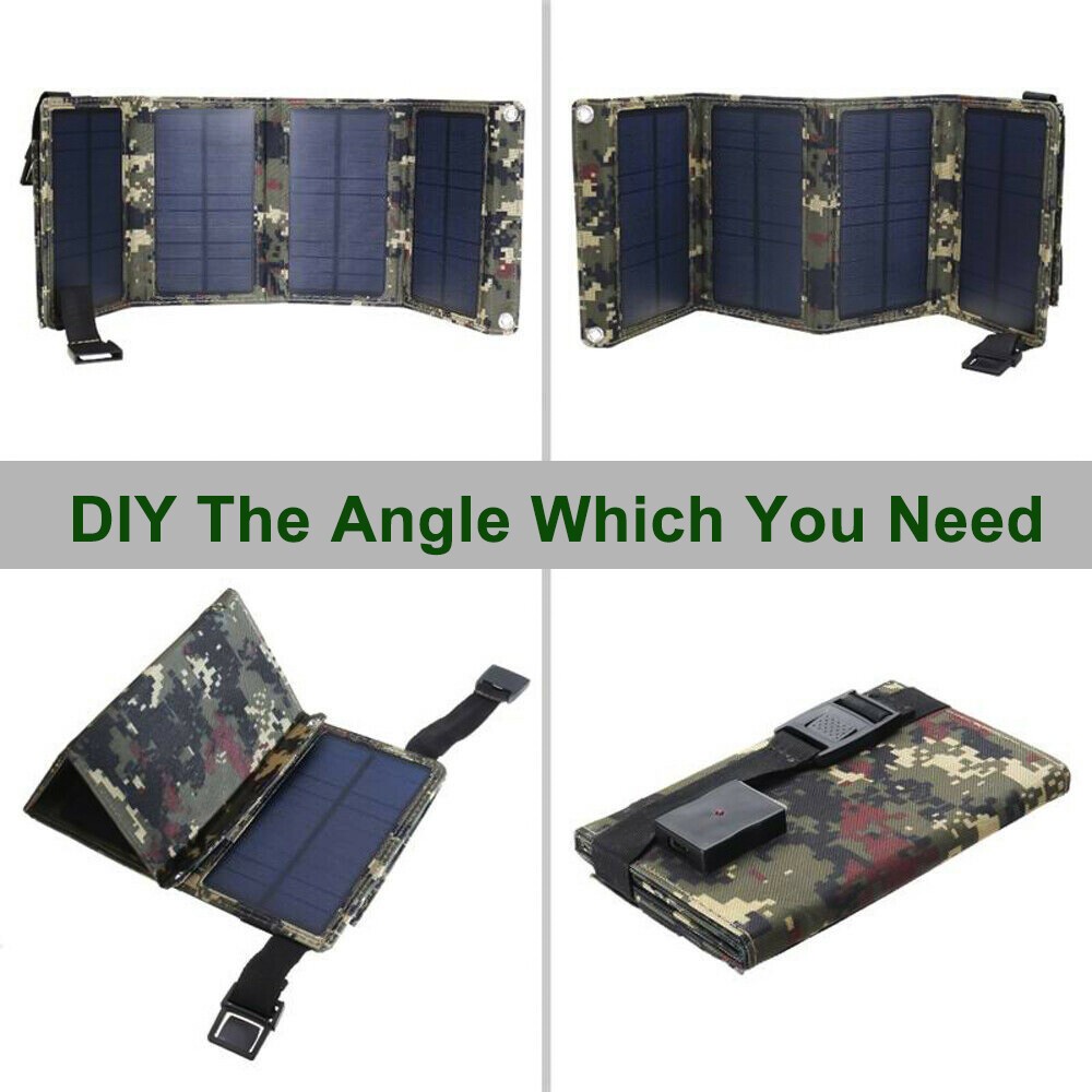 80W Foldable USB Solar Panel Charger Power Bank for Camping Hiking