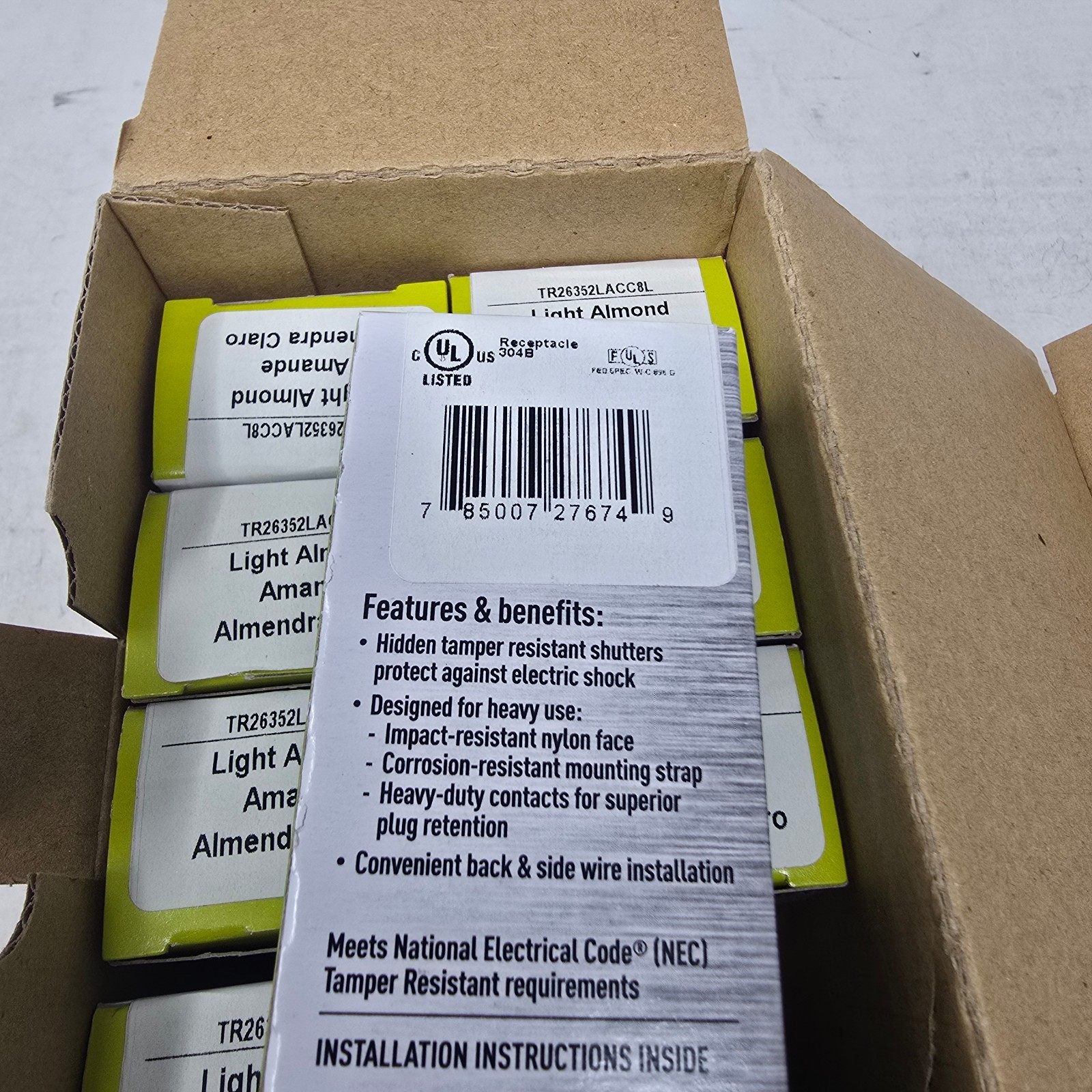 32 pc Legrand Commercial Outlet Light Almond 20a Tamper Resistant 115v DECORATOR