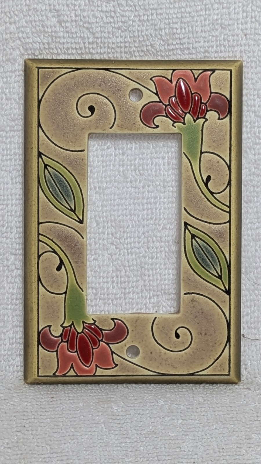 Jacobean Flower Hand Painted Ceramic Rocker Single Switch Cover All Fired Up