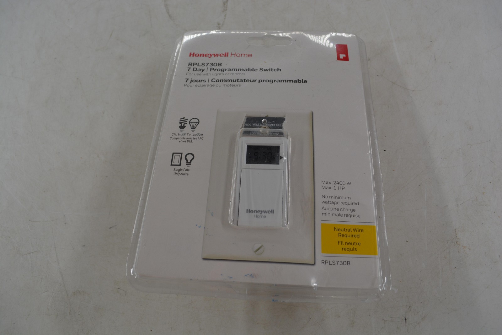 Honeywell Home RPLS730B1000 7-Day Programmable Timer Wall Switch White 120V