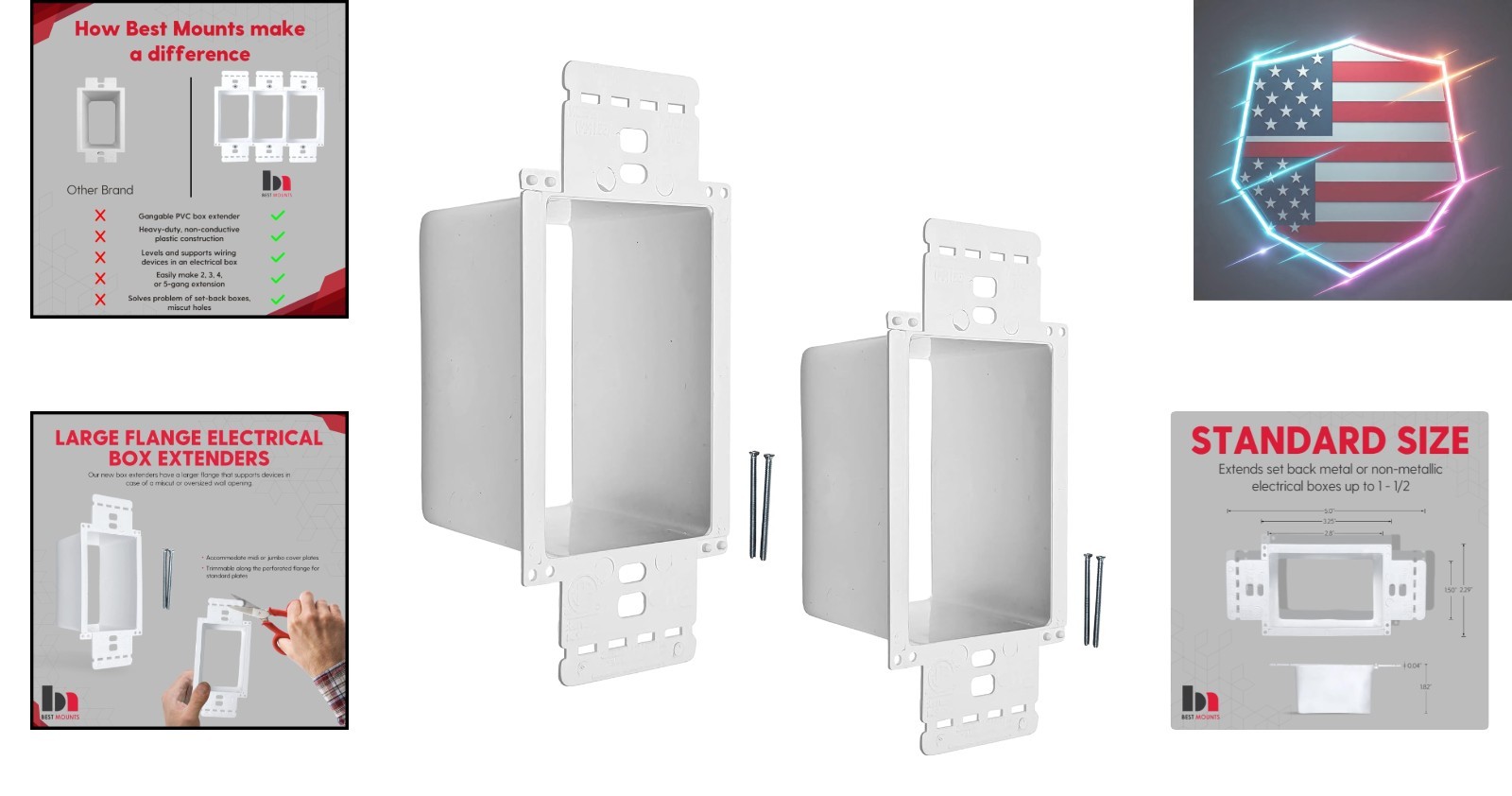 – 2 Pack Electrical Power Outlet Box Extender Kit – Single Gang Box Extender …