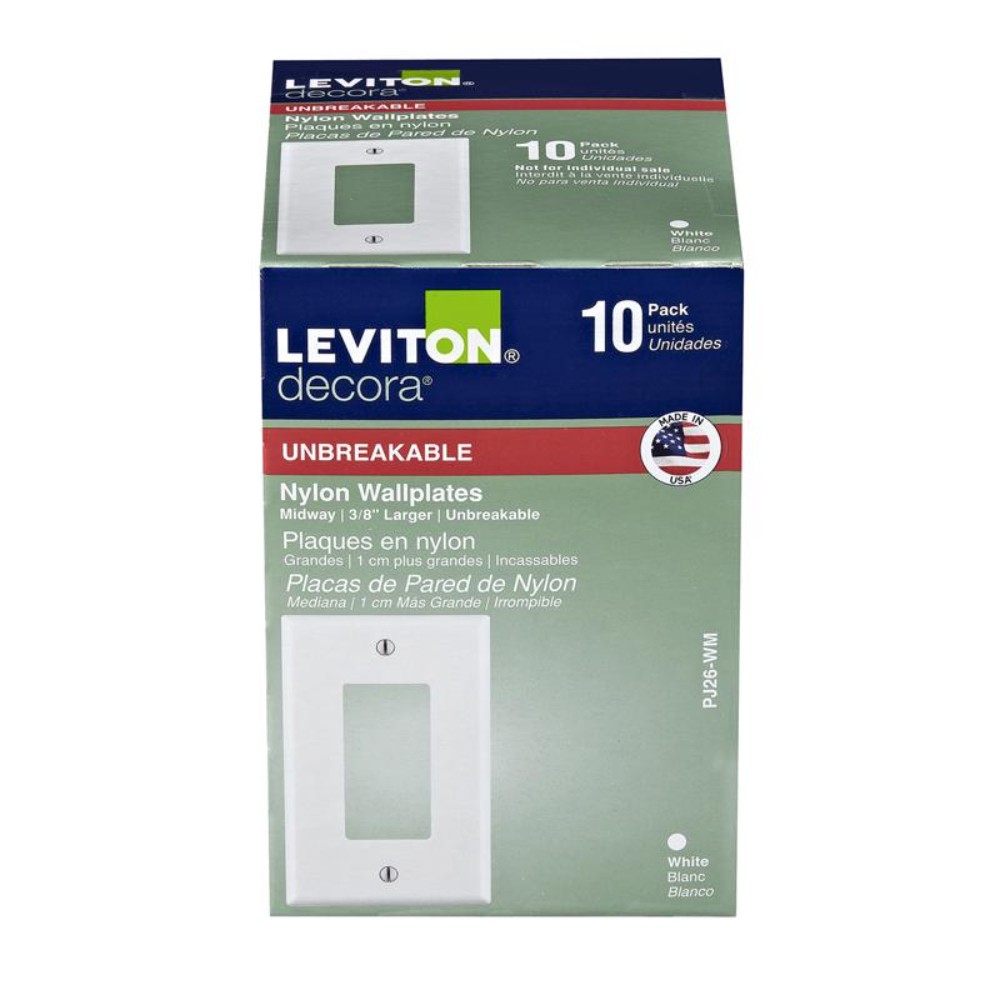 Leviton PJ26-WM 1-Gang White Plastic Decorator/Rocker Midway Wallplate