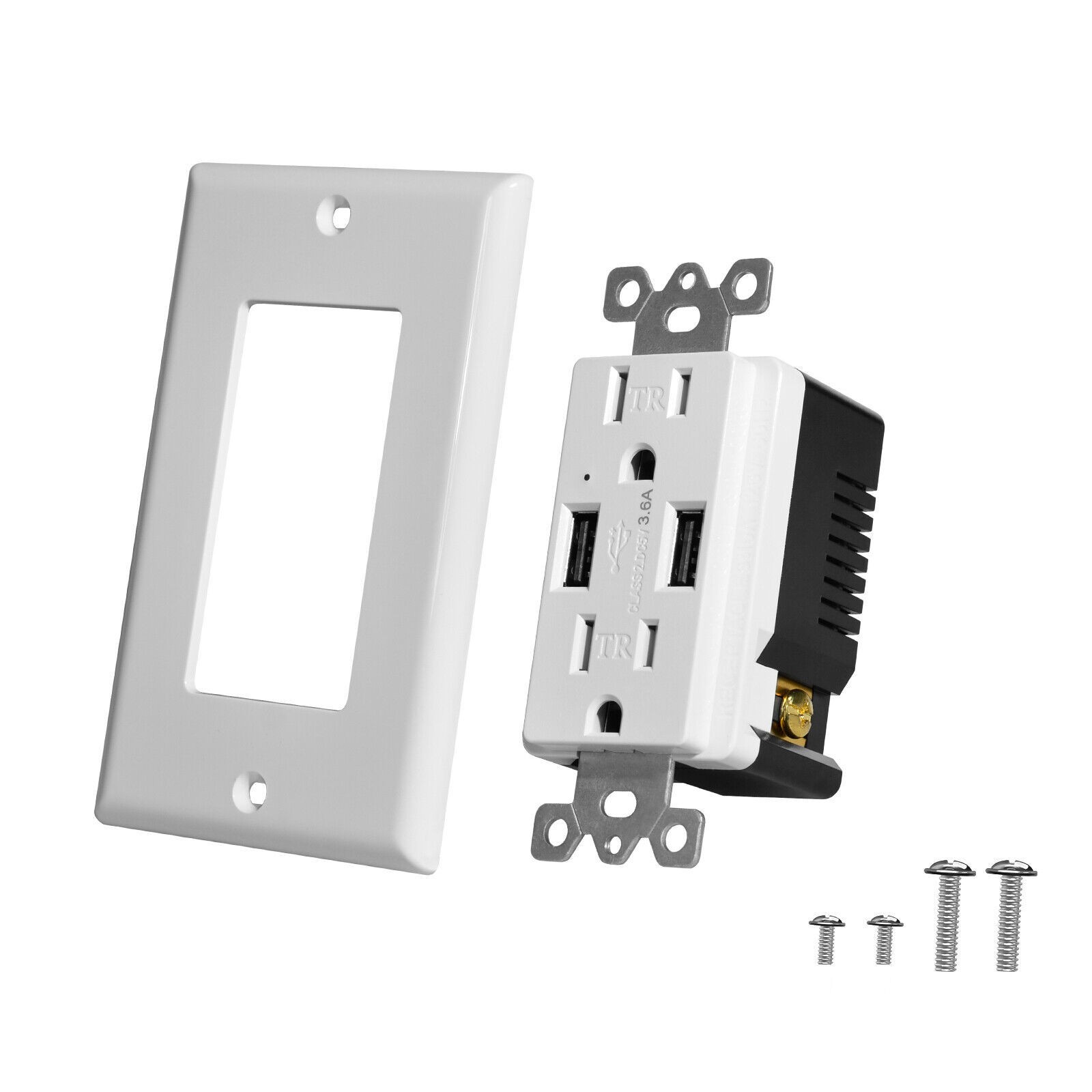 3.6 Amp USB Charger Wall Outlet 15 Amp TR Receptacles for iPhone SE/11/XS/XR/X/8