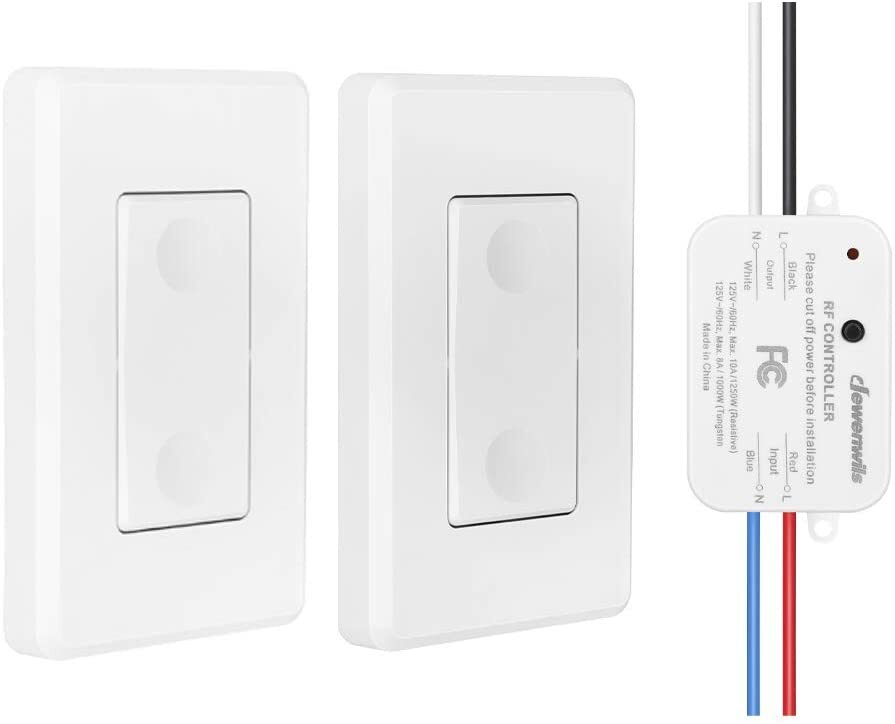 DEWENWILS 3 Way Wireless Light Switch and Receiver Kit, Remote Control Wall Swit