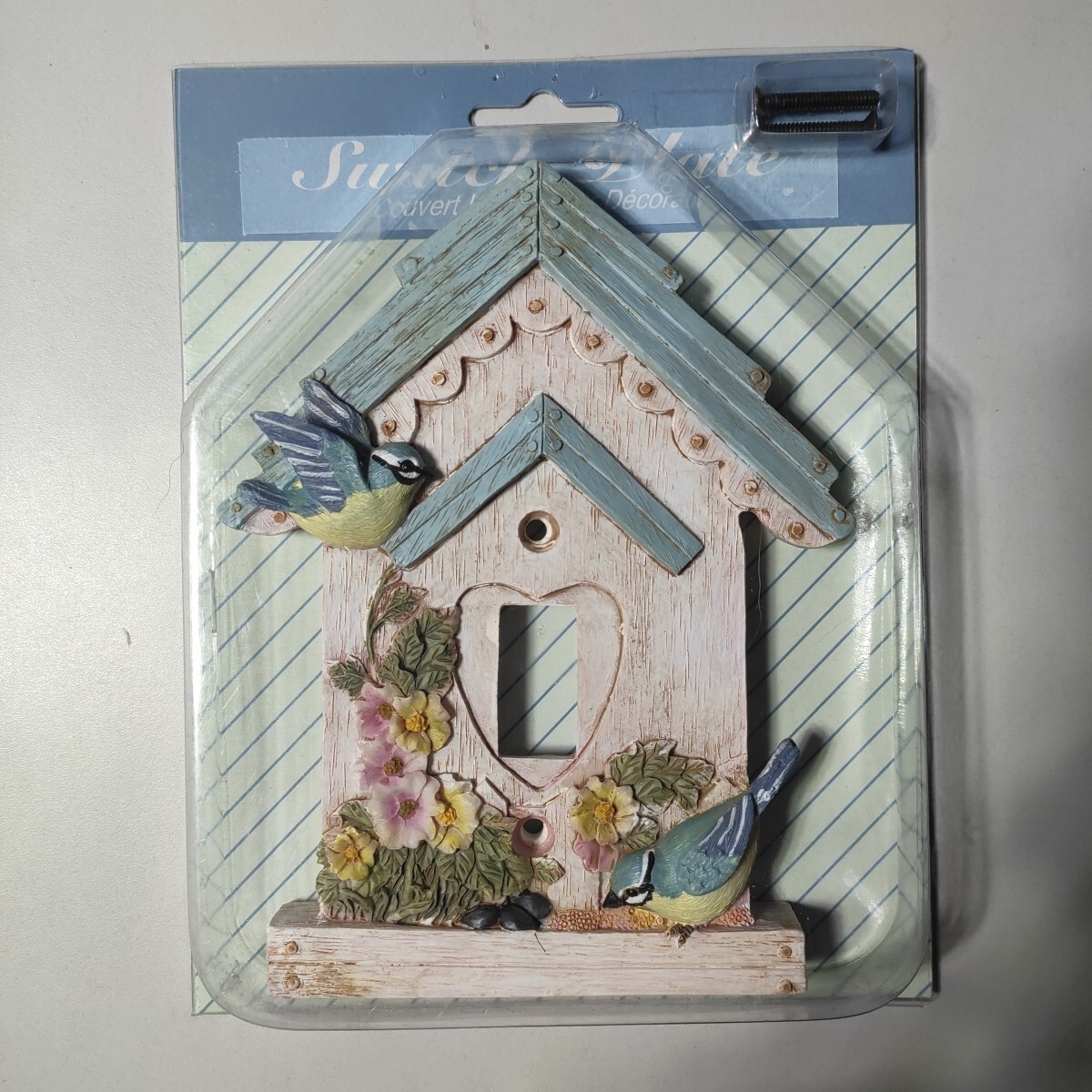 Bird House Flowers 3D Light Switch Plate Cover Hand Painted Hand Sculpted Resin