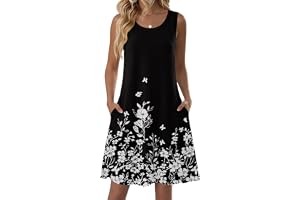 Zeagoo Summer Dresses for Women 2026 Sleeveless Casual Floral Tshirt Sundress wi