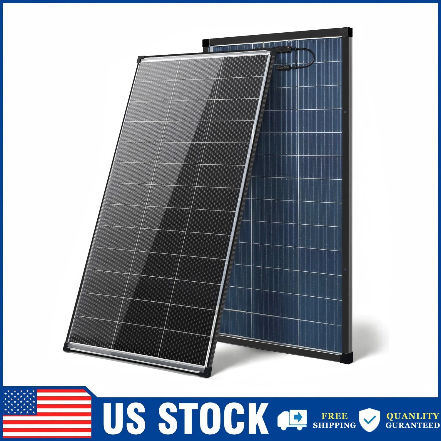 200W Bifacial Solar Panel Monocrystalline N-Type 18BB Home RV Boat Off-Grid US