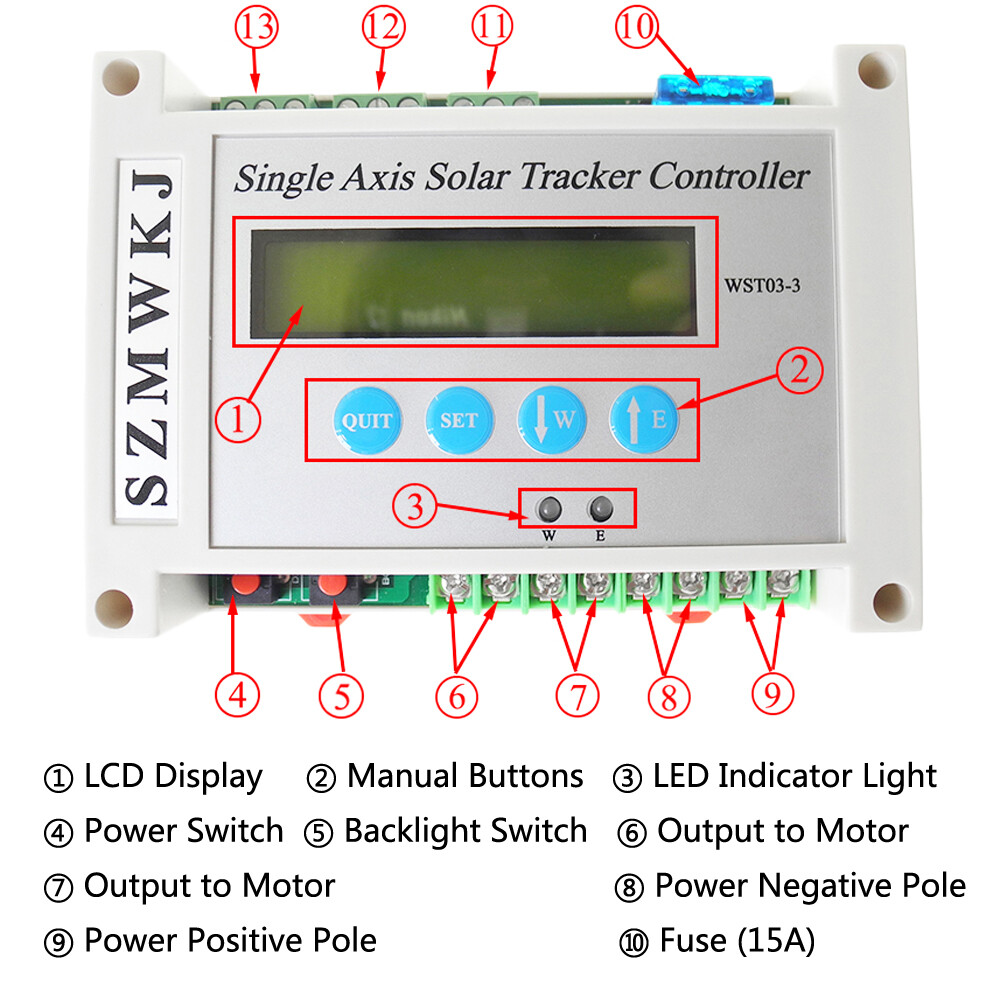 Single/Dual Axis Solar Tracker LCD Controller W/ Relay Extension Module Kits AT