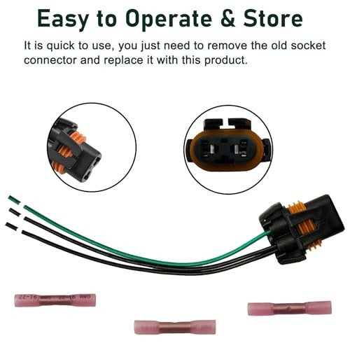 3-Wire 9012 Halogen Bulb Connector Pigtail Wiring Harness, Compatible with