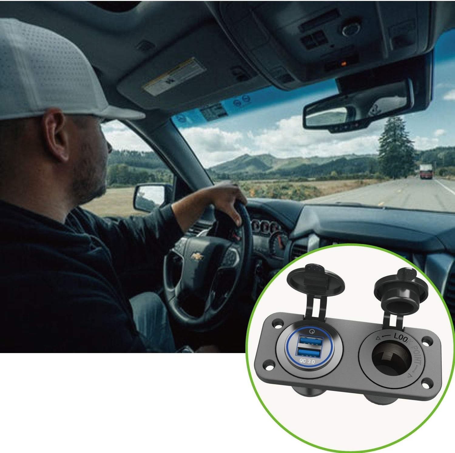 Dual USB Charger with Waterproof Rating for Cars and RVs – 18W Power