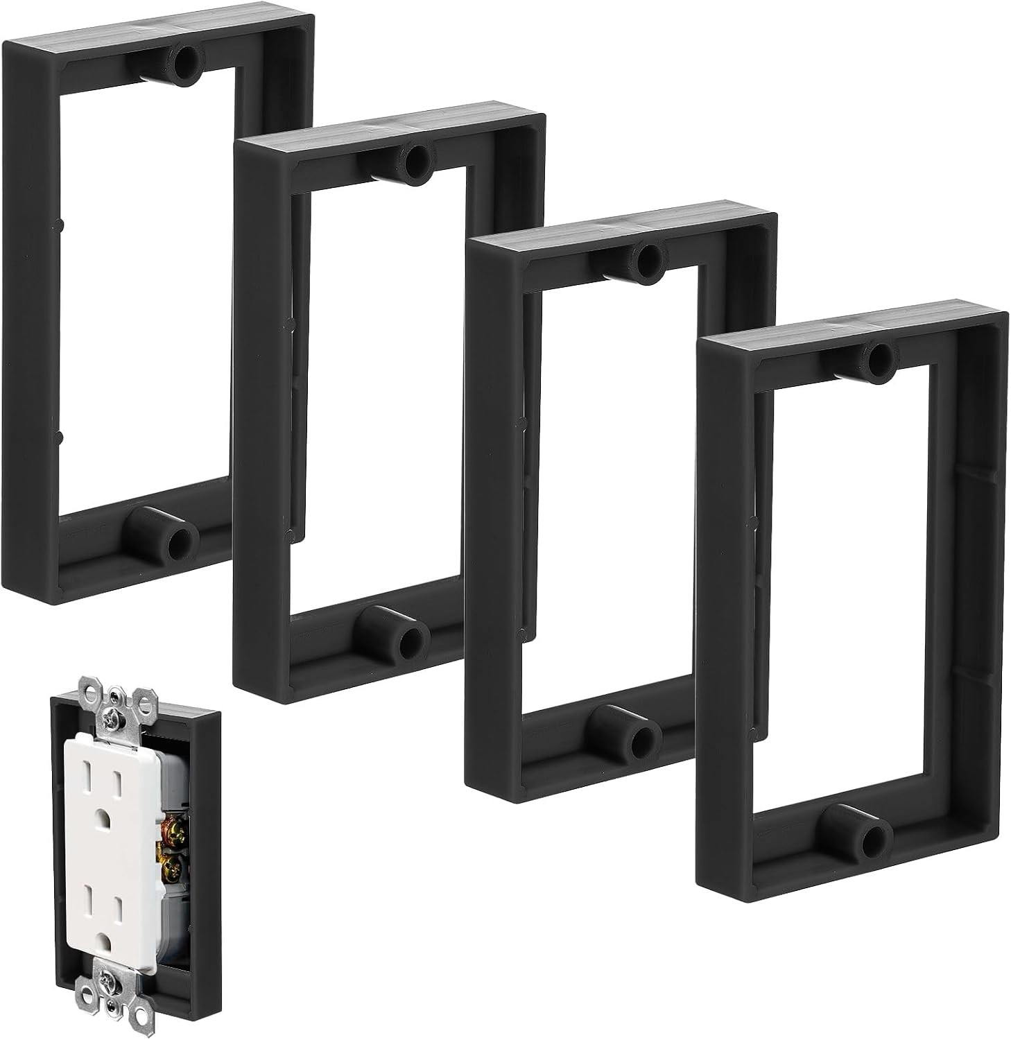 4pcs 1/2 Inch Single Gang Outlet Box Extender, Electrical Outlet Extender Recept