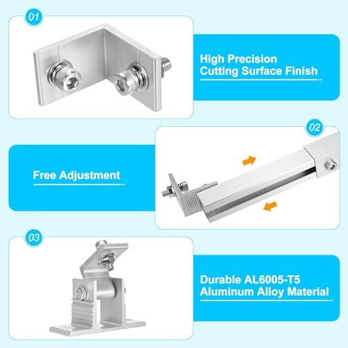 Set of 1 Adjustable Solar Panel Tilt Brackets—Aluminum Alloy Mounting