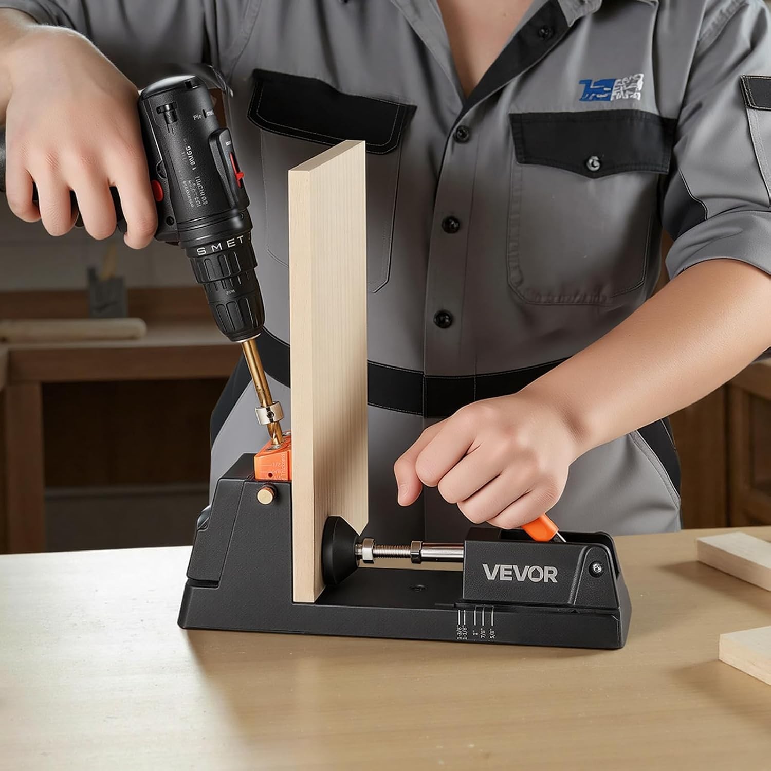 VEVOR Pocket Hole Jig Kit, 1/2″ to 1-1/2″ Adjustable, Lightweight Jig Pocket…