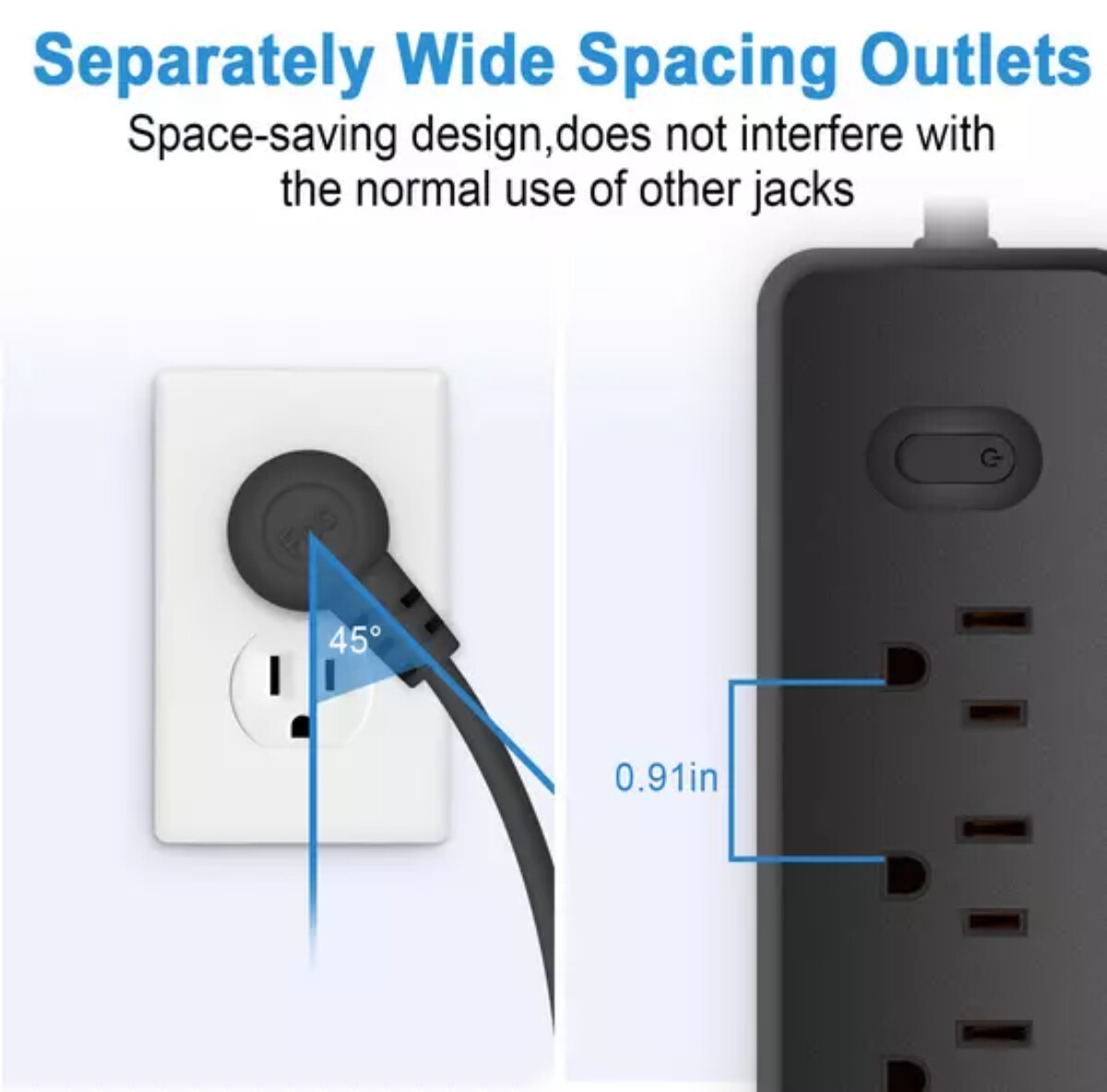 Wall Mountable USB Surge Protector Power Strip 3 USB Ports & 4 Outlet Plugs USA