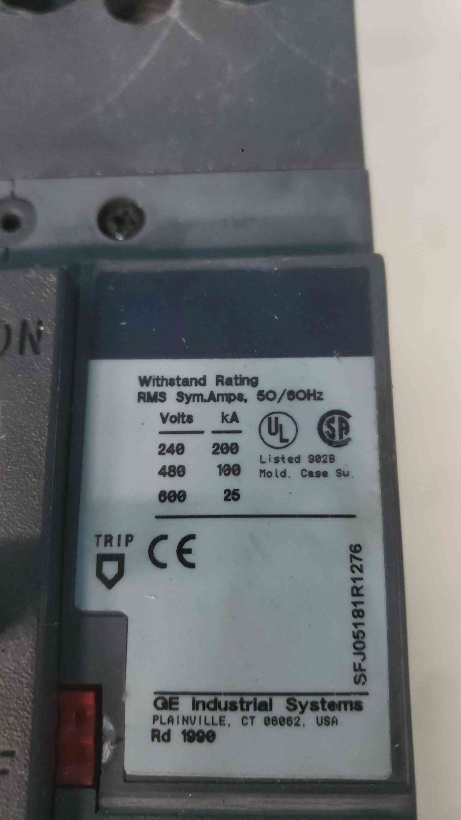 GE Spectra RMS SFDA36AN0250 Molded Case Switch 250A 3P 600V with SFDA250 Rating