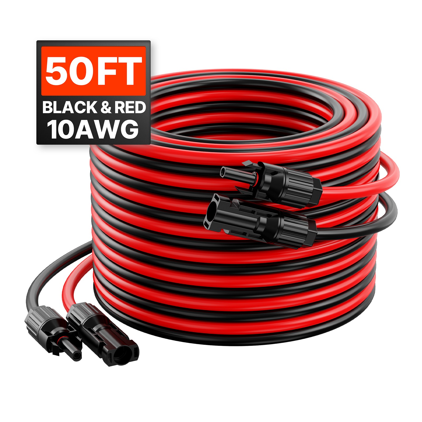 Uimoso 50FT Solar Panel Extension Wire with Female &Male Connectors 10AWG 1 Pair