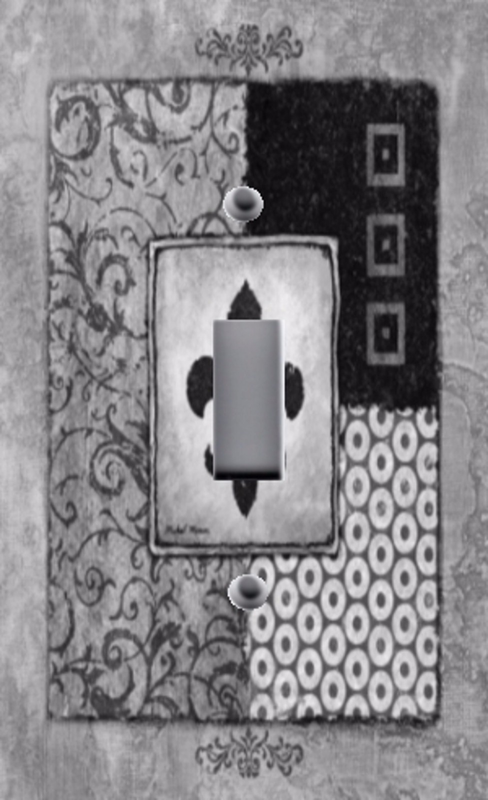 Light Switch Plate & Outlet Covers FLEUR DE LIS BLACK GRAY ~