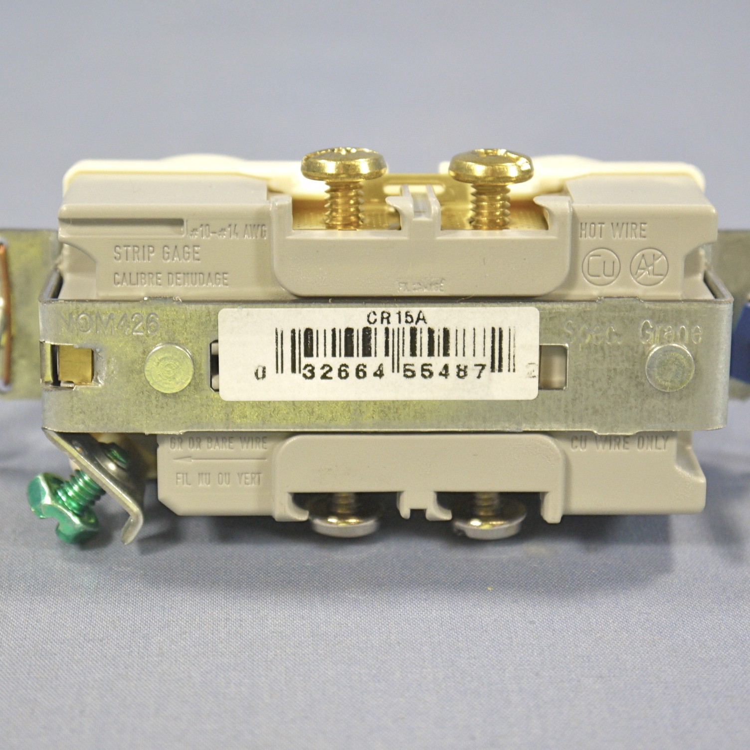 Cooper CR15A Almond 15A Outlet Receptacle NEMA 5-15R 125V Bulk Commercial Grade