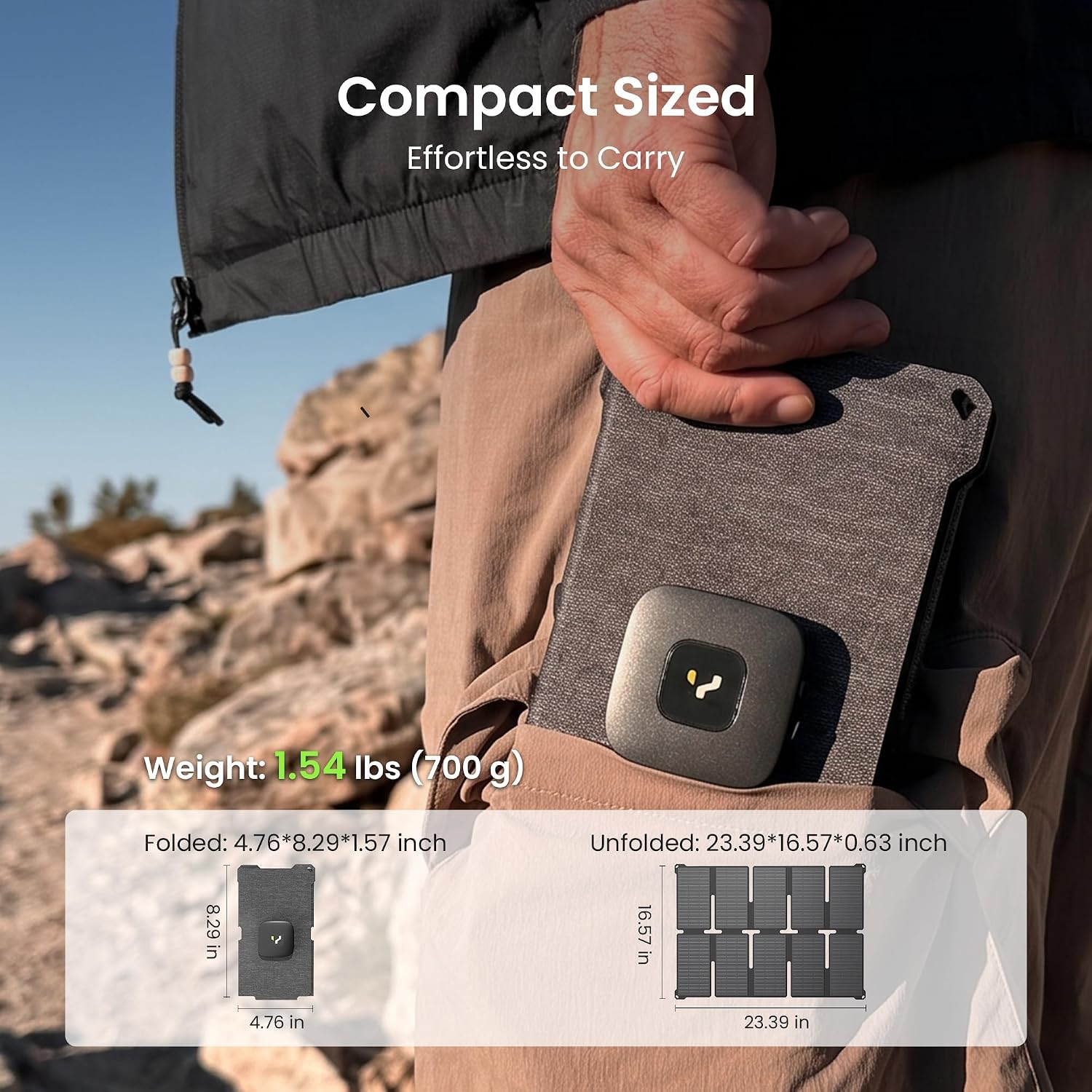35W Solar Charger, 25.4% High Efficiency, USB-A/C, IP68, Portable