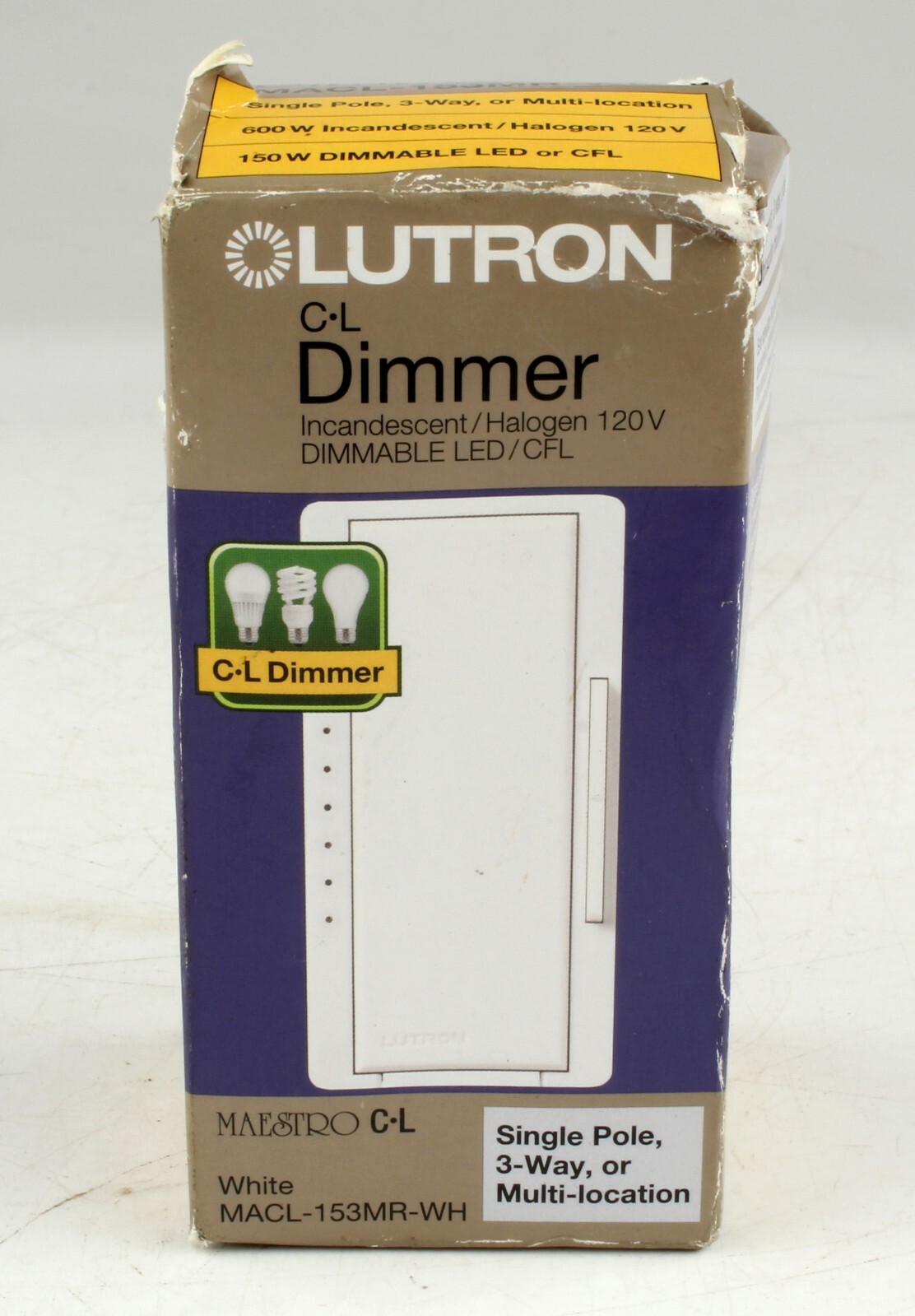 *Lutron Maestro 150-W Single-Pole/3-Way/Multi-Location Dimmer MACL-153MR-WH