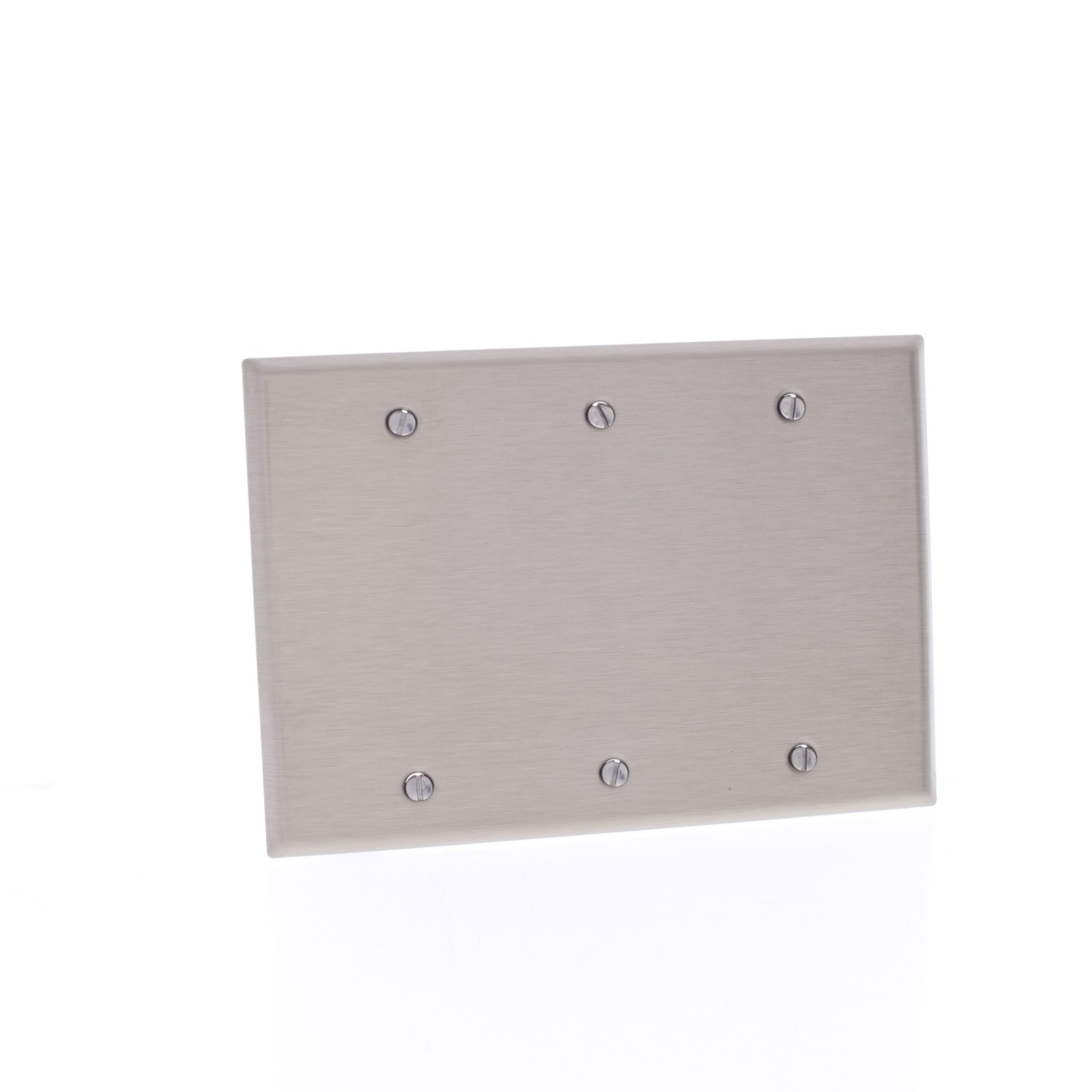 5 Cooper ANTIMICROBIAL 3-Gang Stainless Steel Blank Cover Wallplates Box Mount