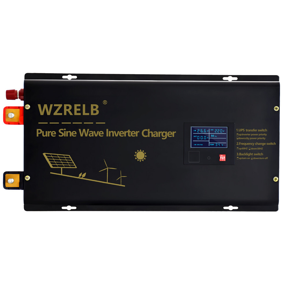 Pure Sine Wave Inverter 2500W 24V UPS AC charger 40A RV Home Solar Power System