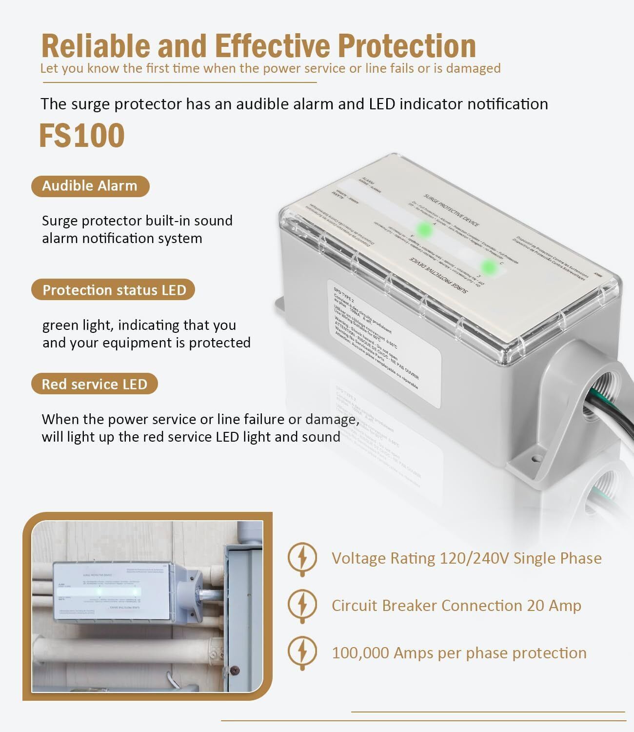 for Siemens FS100 Protector FS100 Whole House Surge Protection Device Rated