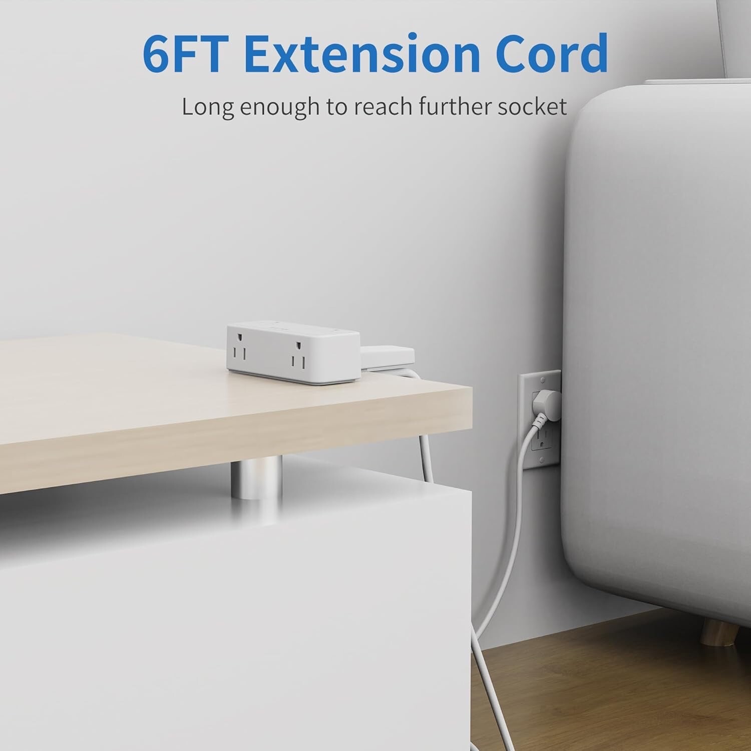 Desk Clamp Power Strip, under Desk Power Strip with 6 Outlet, 6 Feet Extension