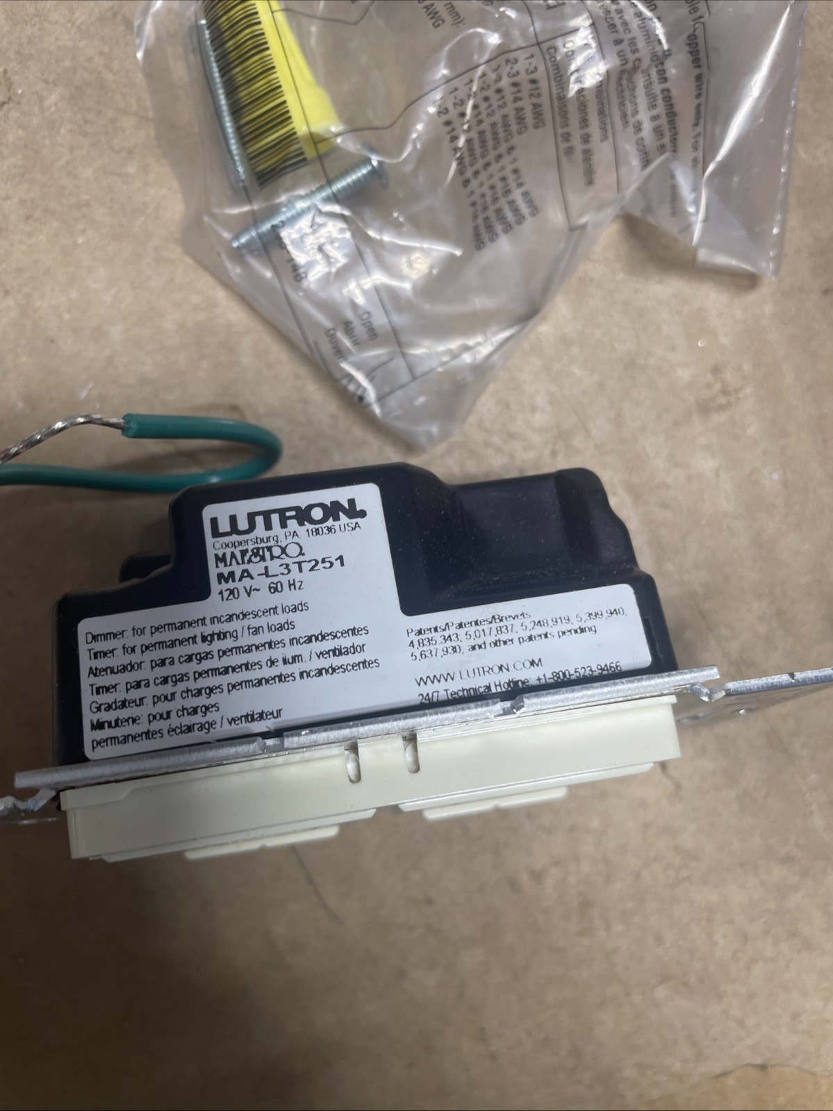 MA-L3T251-AL Lutron Maestro Single Pole Dimmer And Timer ALMOND